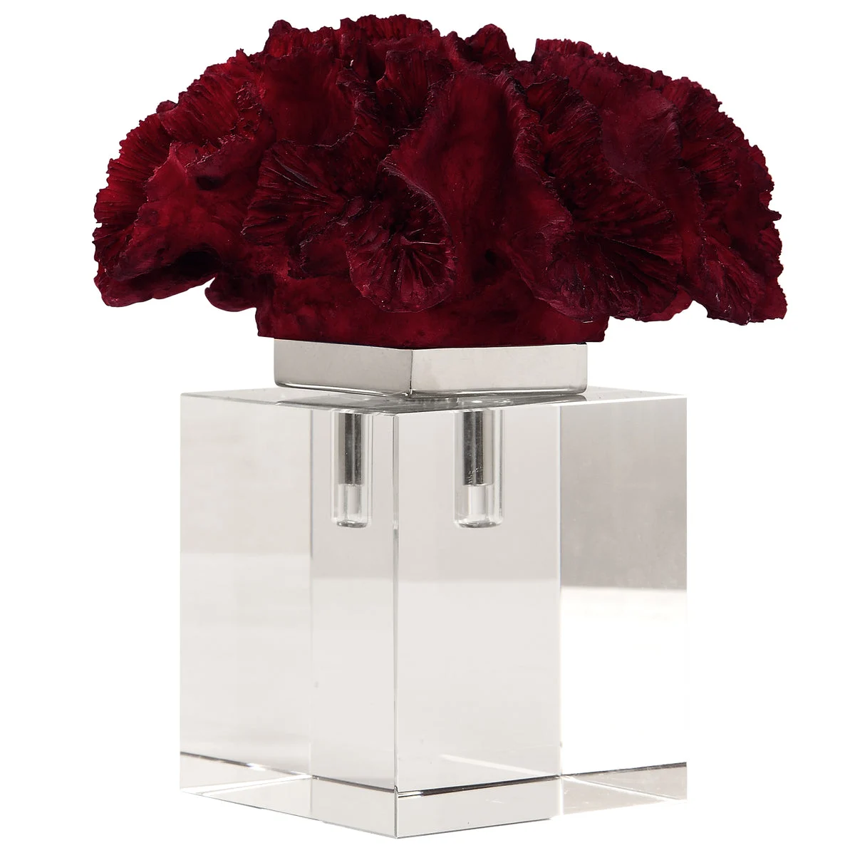 Uttermost Red Coral Table Accent for Living Room – Crystal Base Coastal Decor
