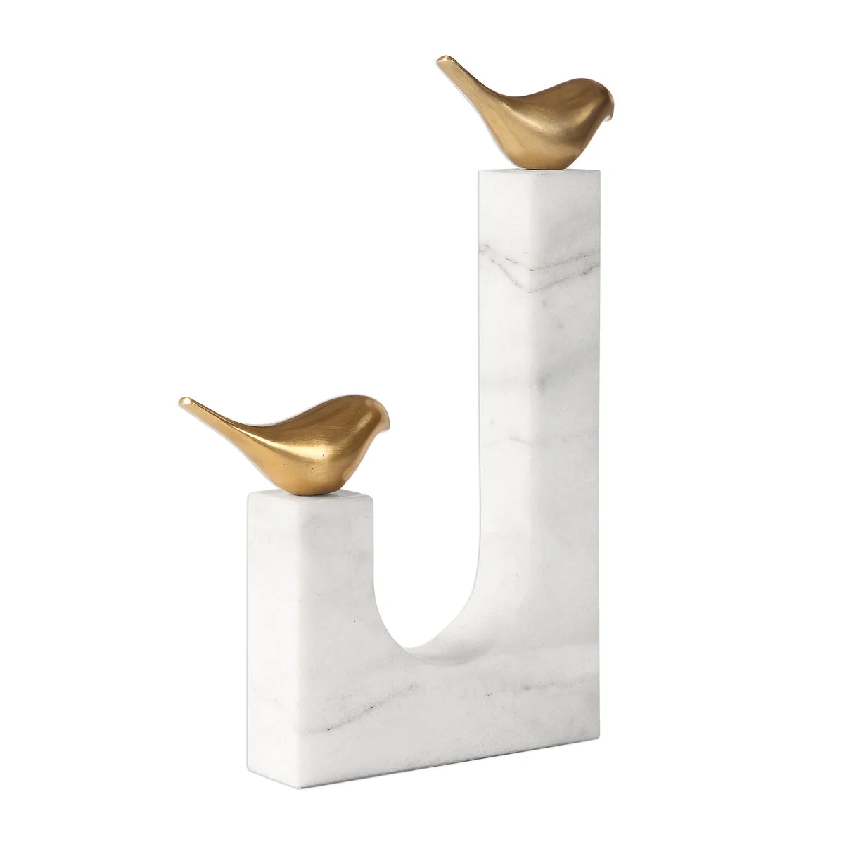 Uttermost Brass Bird Figurine with Marble Base – Modern Songbirds Home Accent
