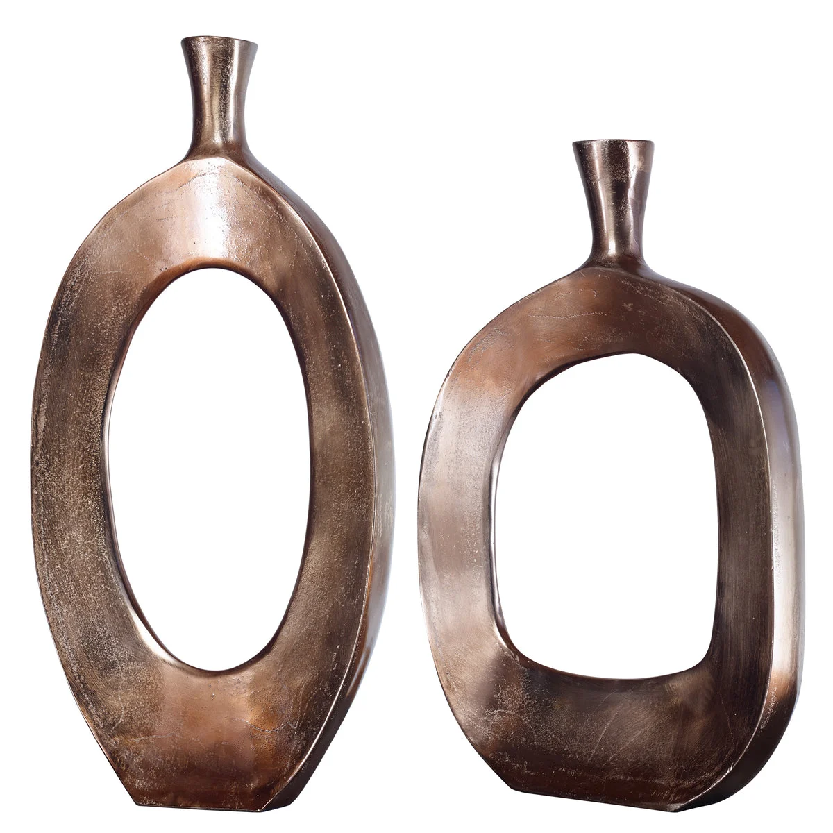 Uttermost 18965 Kyler Textured Bronze Vases Set of 2 Handcrafted Cast Metal Decorative Accents