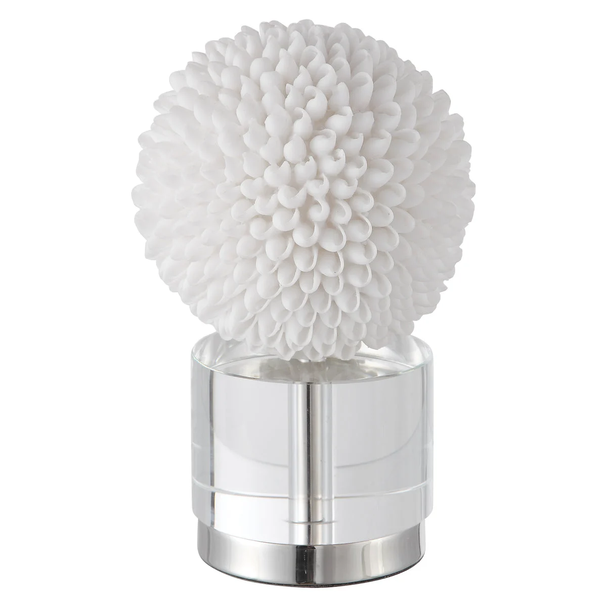 Uttermost Cascara White Sculpture – Handcrafted Resin & Crystal Figurine with Polished Nickel Accents, 10"H