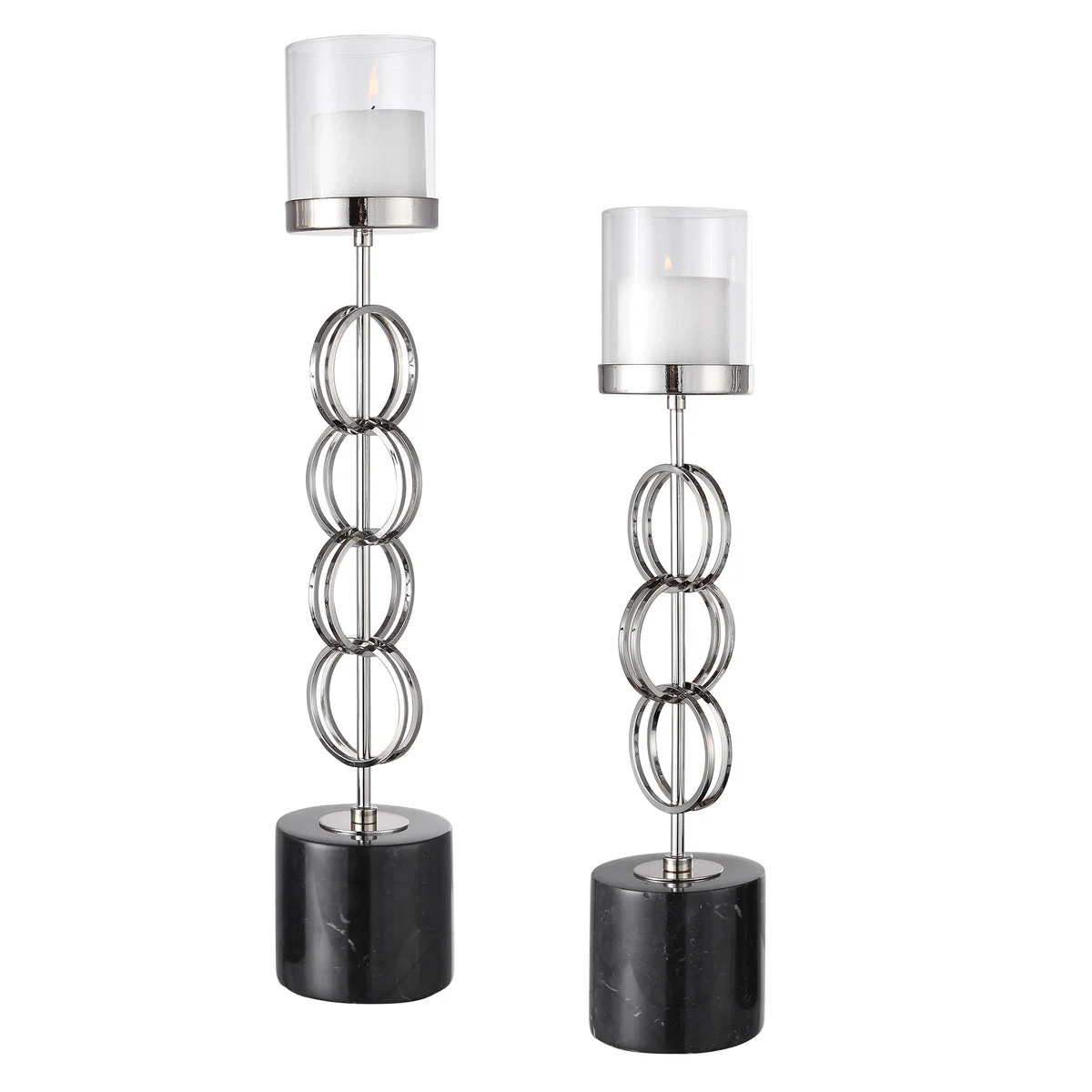 Uttermost 17564 Esme Nickel Rings Candleholders, Set/2