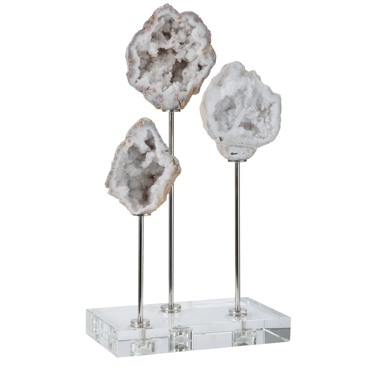 Uttermost Cyrene Sculptural Accent – Marble Base with Crystal & Steel Design, 14.5”H Modern Luxe Decor