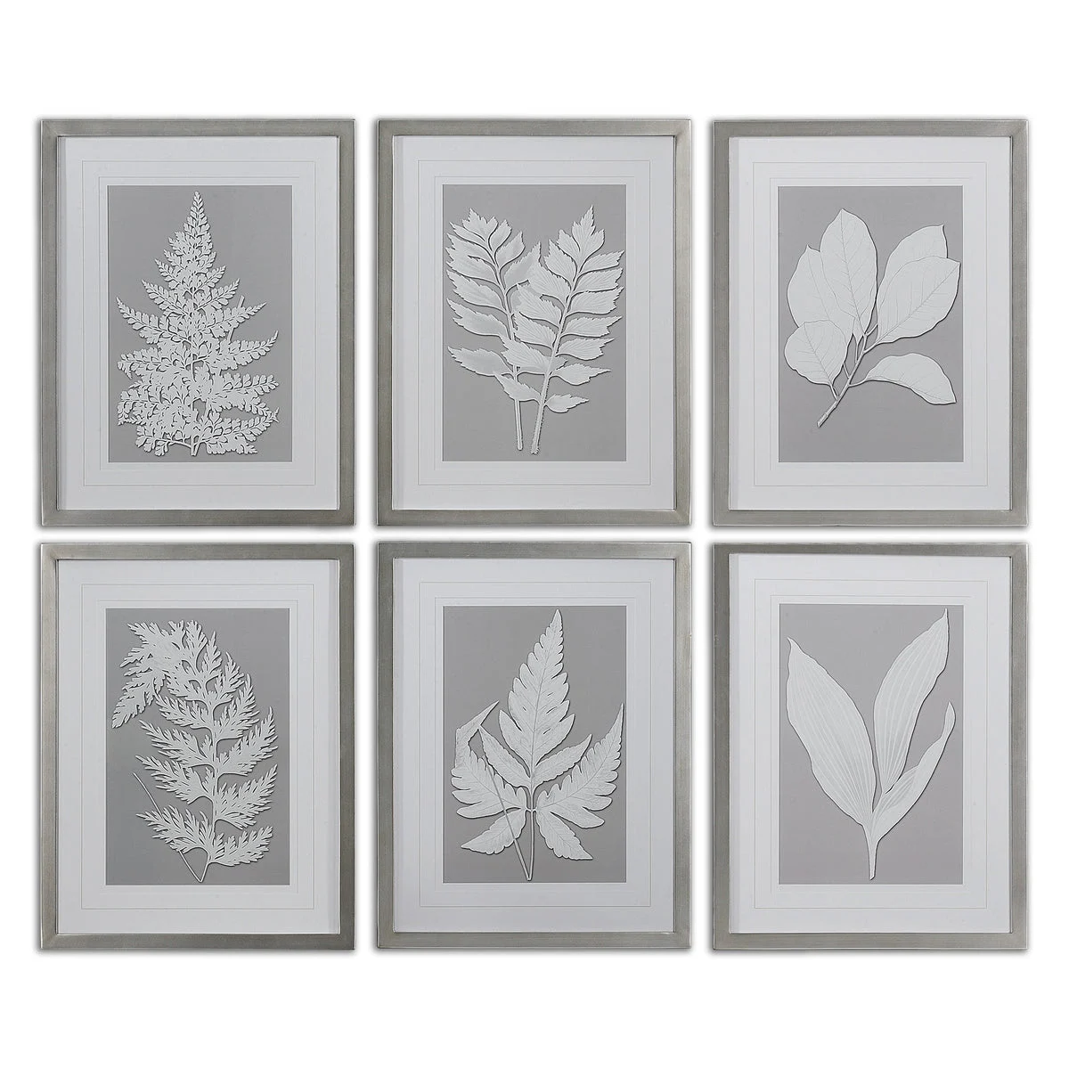Uttermost 41394 Moonlight Ferns Framed Art, S/6