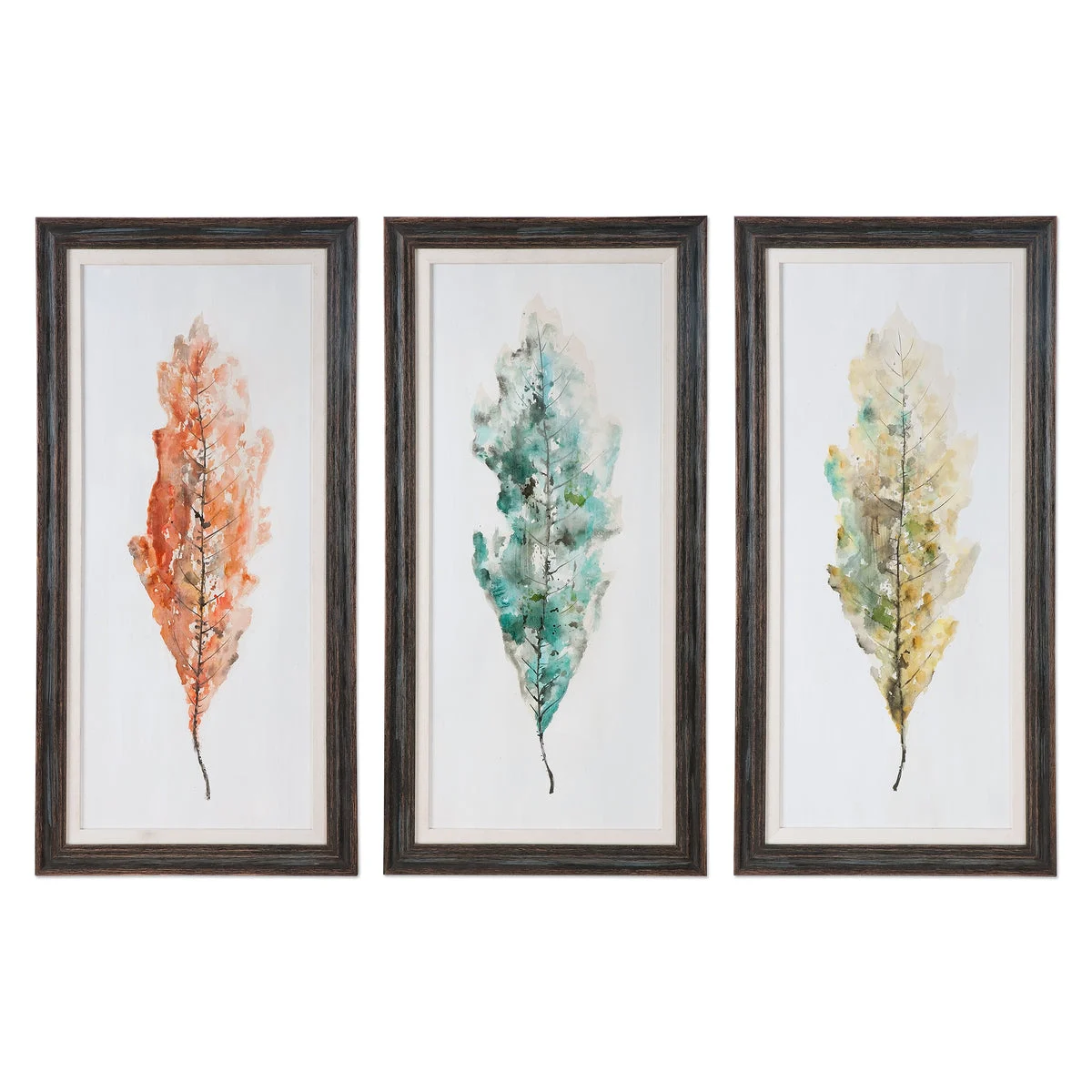 Uttermost 33634 Tricolor Leaves Abstract Art, S/3