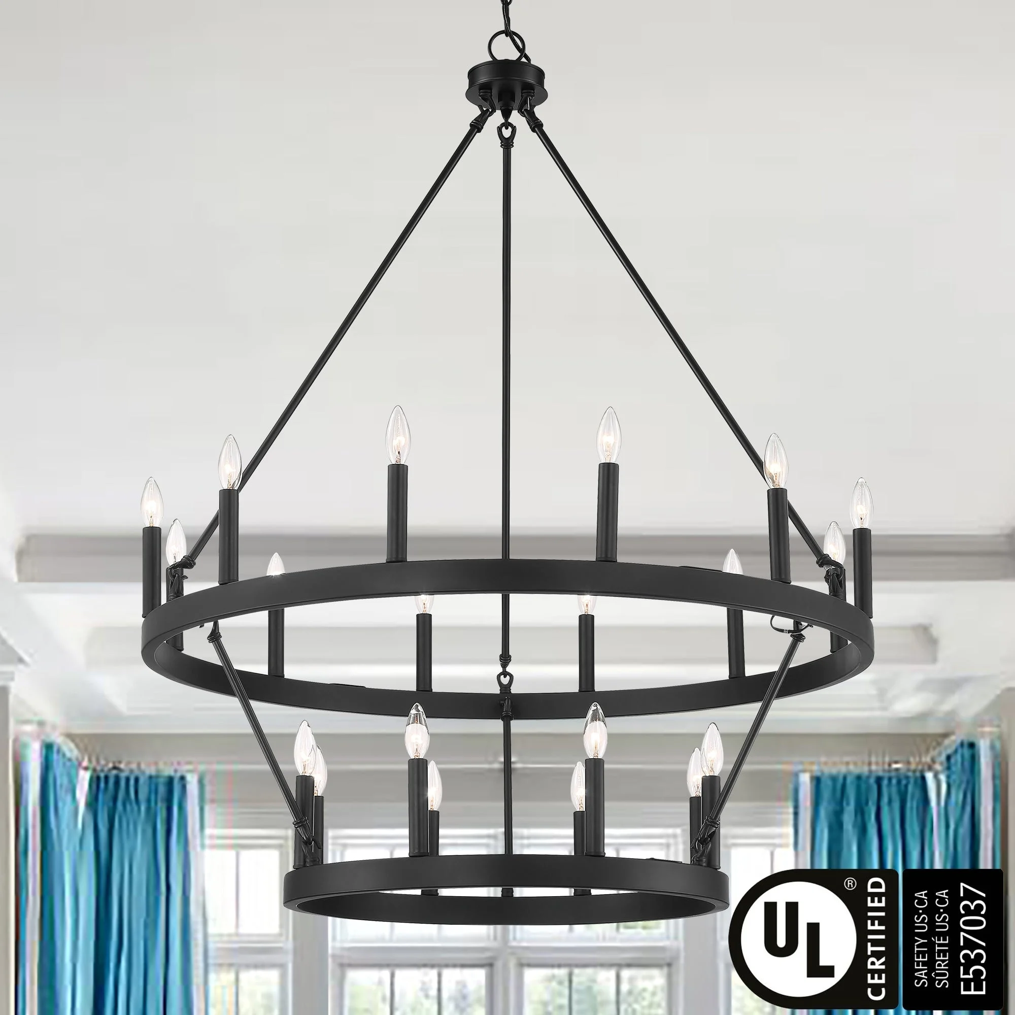 Acroma 20-light Modern Farmhouse 40In Round Wagon Wheel Chandelier with UL