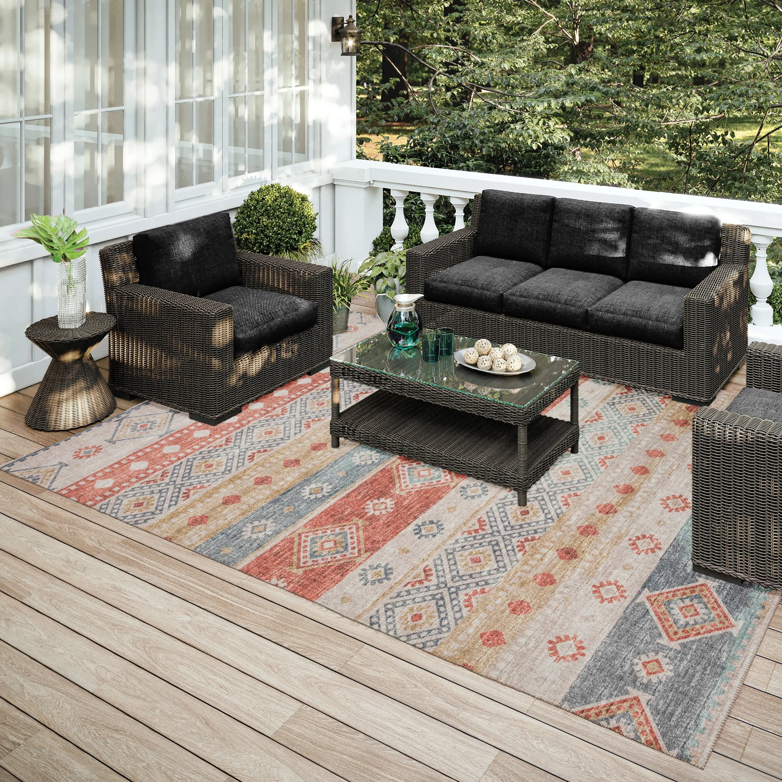 Addison Indoor/ Outdoor Yuma Southwest Boho Washable Rug
