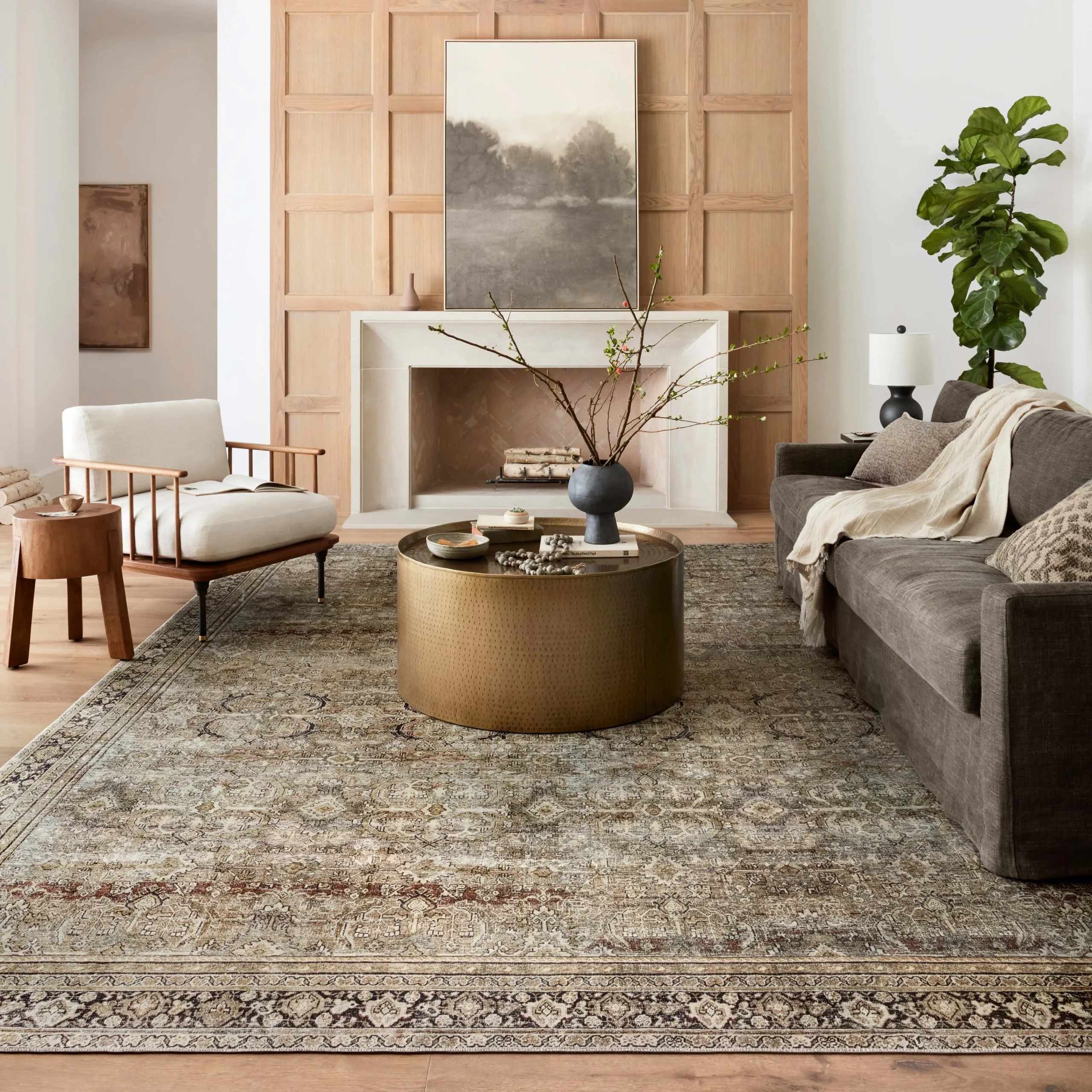 Alexander Home Isabelle Olive Tone Oriental Pattern Printed Area Rug
