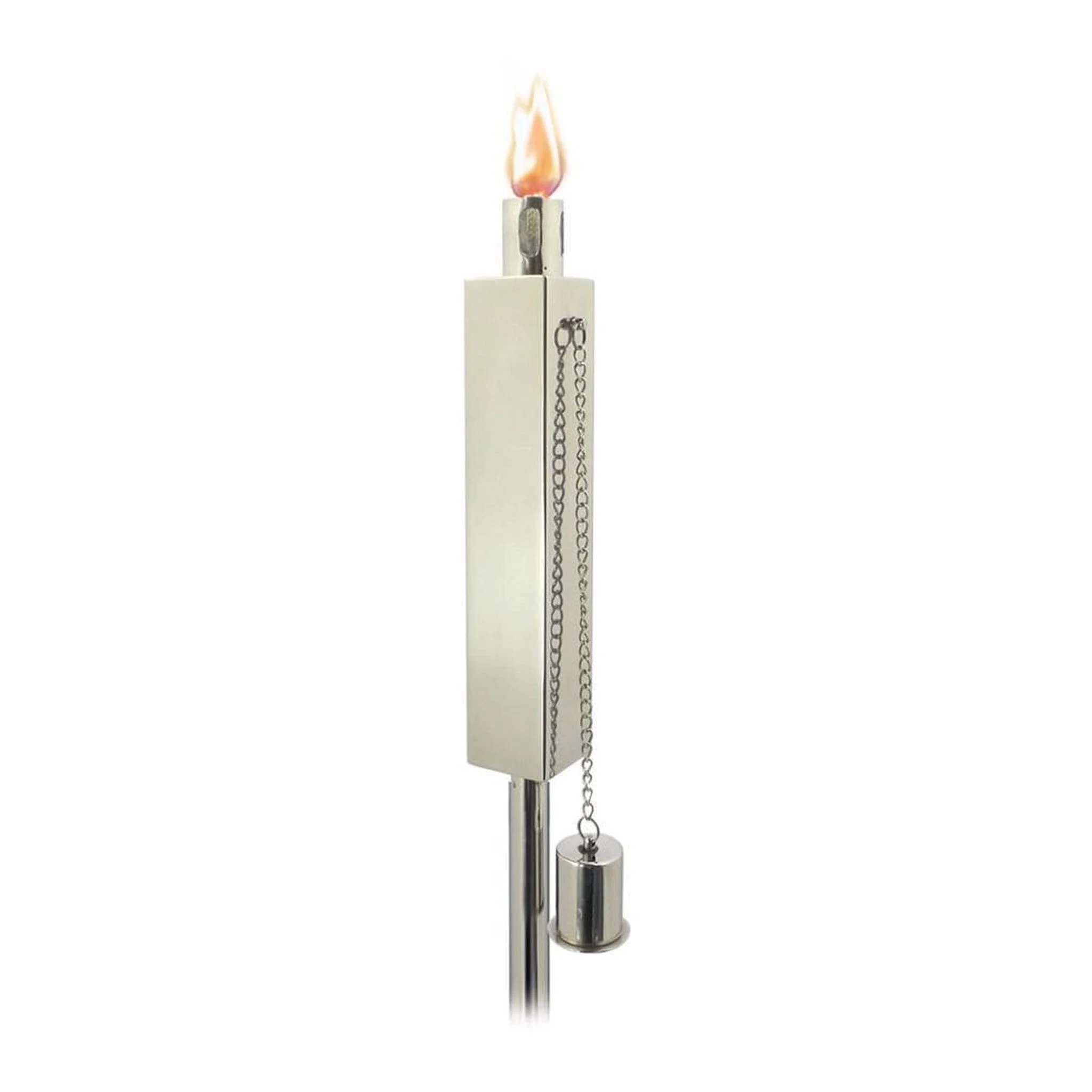 Anywhere Fireplace 4" x 65" Polished Steel Rectangle Cintronella/Lamp Oil Torch, With Ground Stake, Set of 2