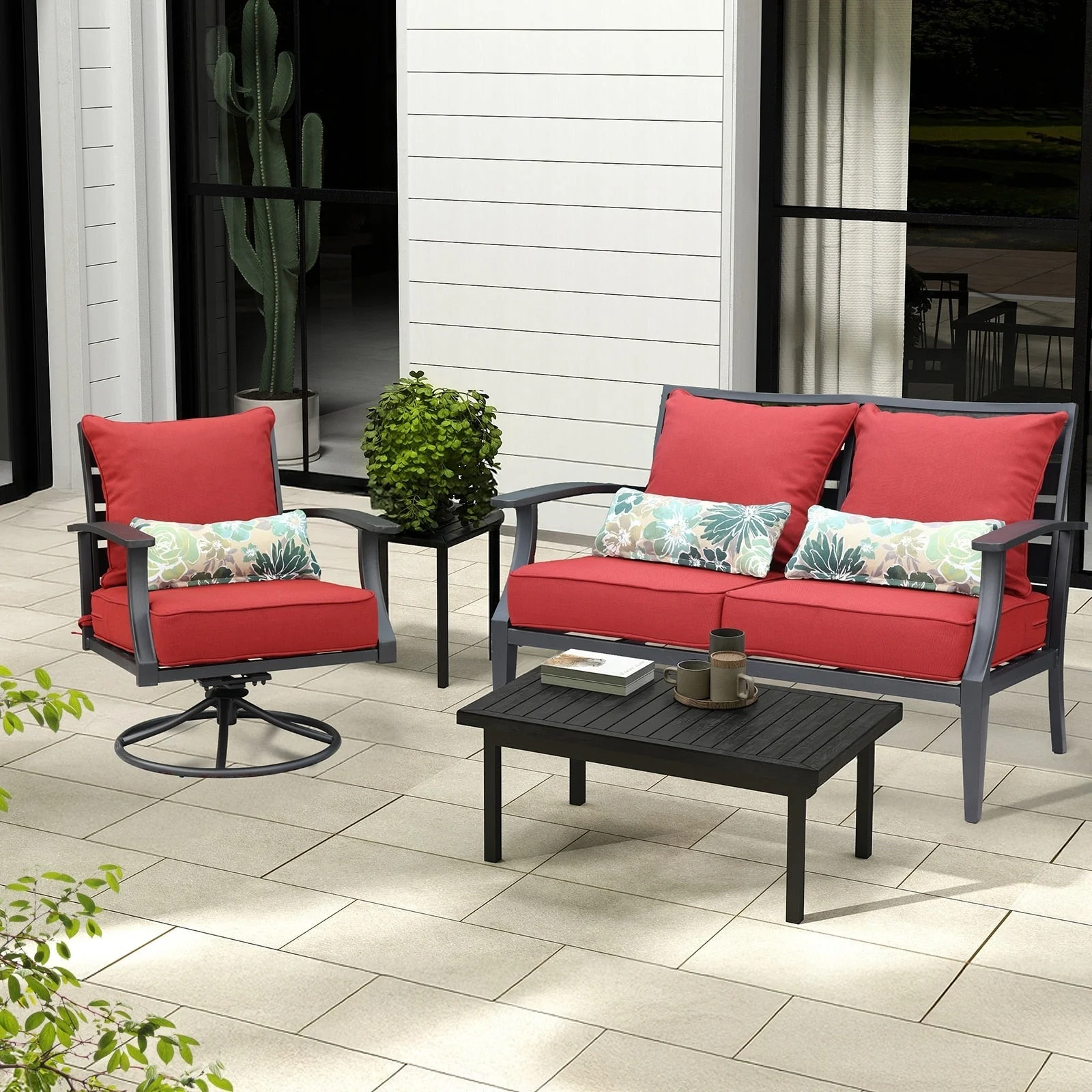 Aoodor 22'' x 24'' Outdoor Deep Seat Chair Cushion Set(Set of 2 Seats, 2 Backs, 2 Pillows） - N/A