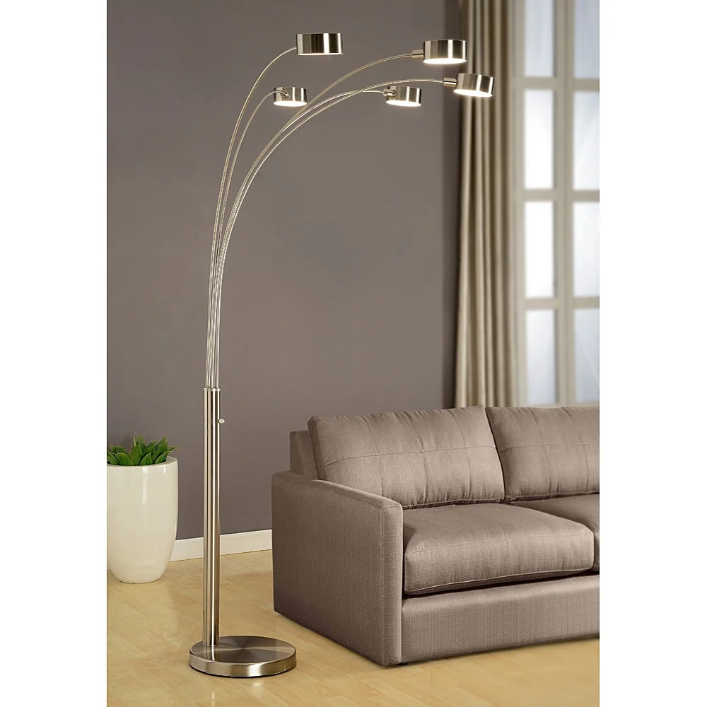 Strick & Bolton Charlie Brushed Steel Arched 5-light Floor Lamp
