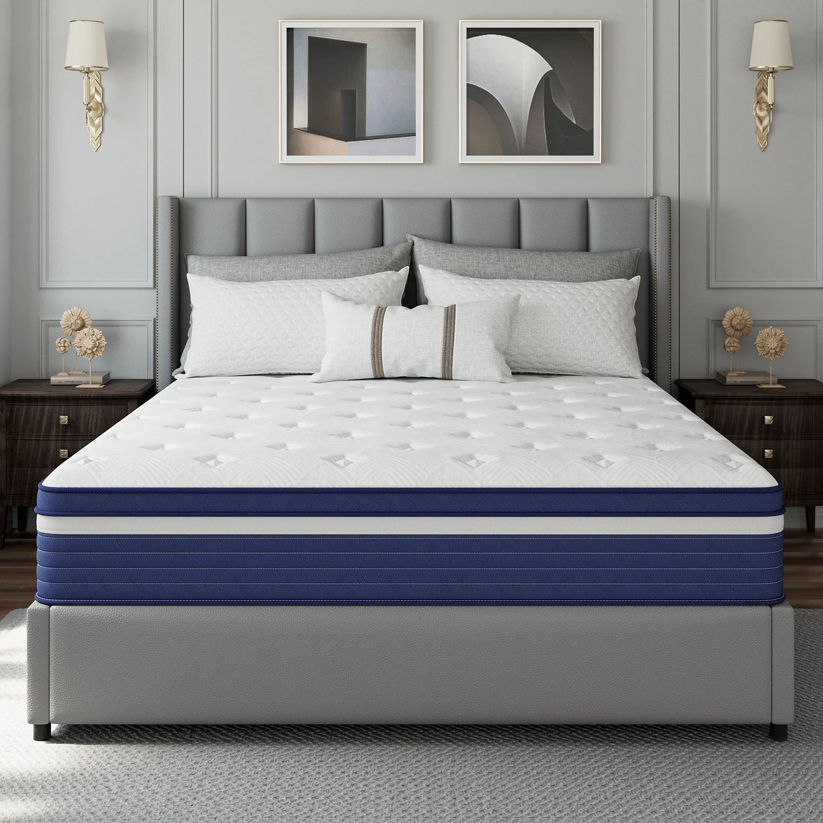 SweDrea 10in. Innerspring Hybrid Cooling and Breathable Medium Firm Mattress with CertiPUR-US, SGS and OEKO-TEX Certified