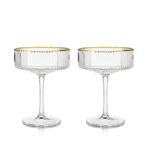 Meridian Ribbed Coupe Glasses // Set of 2
