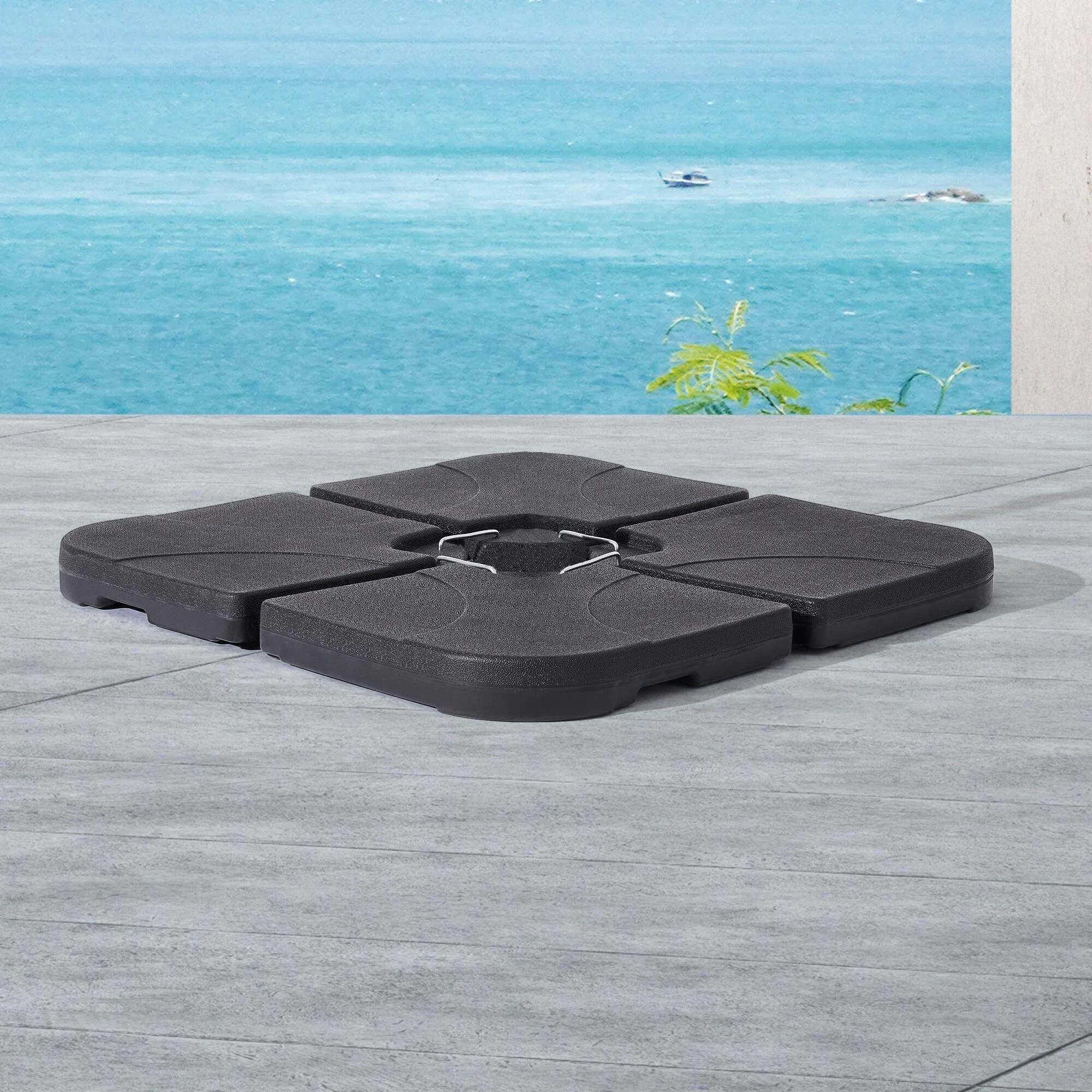 Bonosuki 4-Piece Cantilever Base Offset Patio Umbrella Stand, 176lb - 40.9 x 40.9