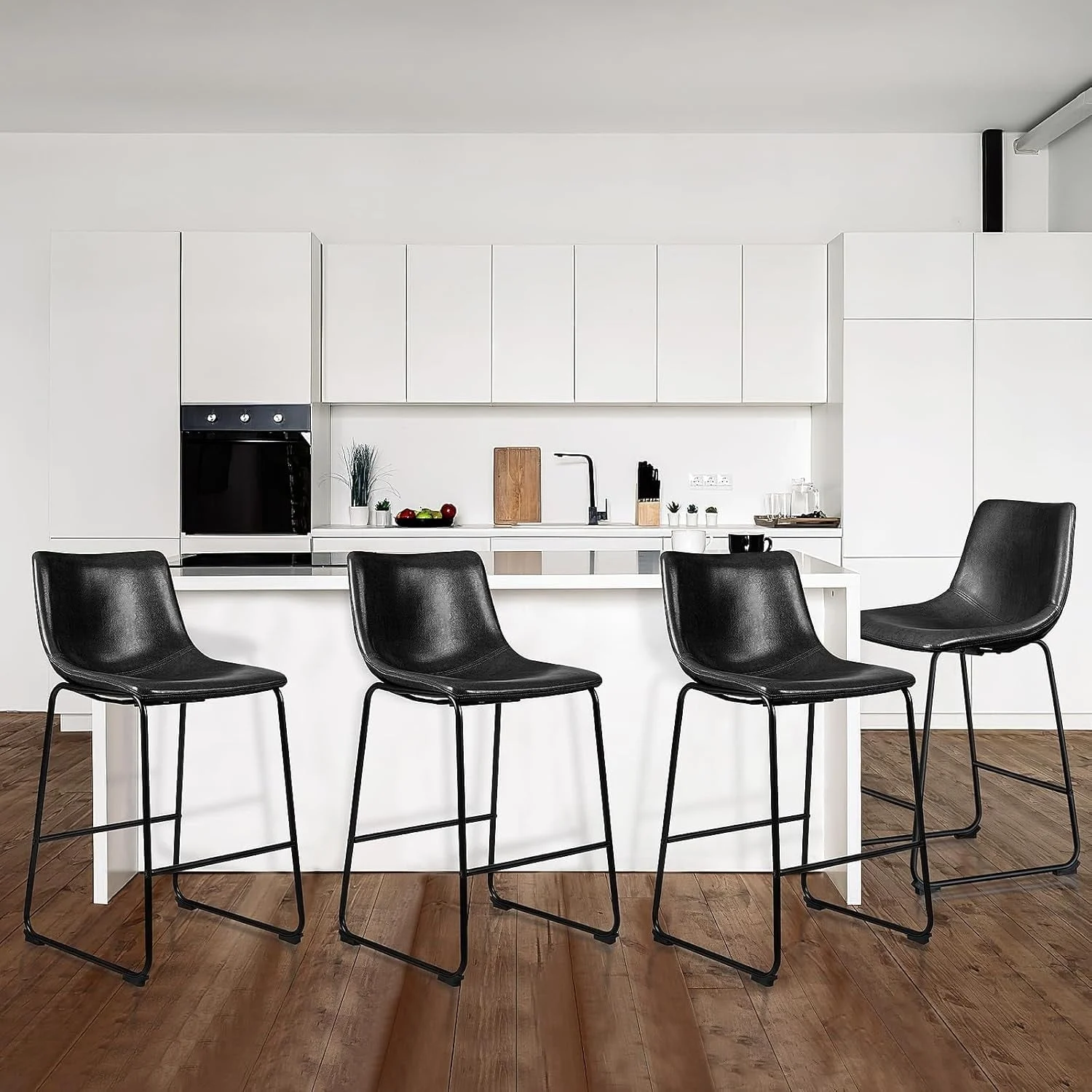Bossin 18/26/30 inch Bar Stools,Counter Height Bar Stools with Back Modern PU Leather Stools Dining Chair with Footrest