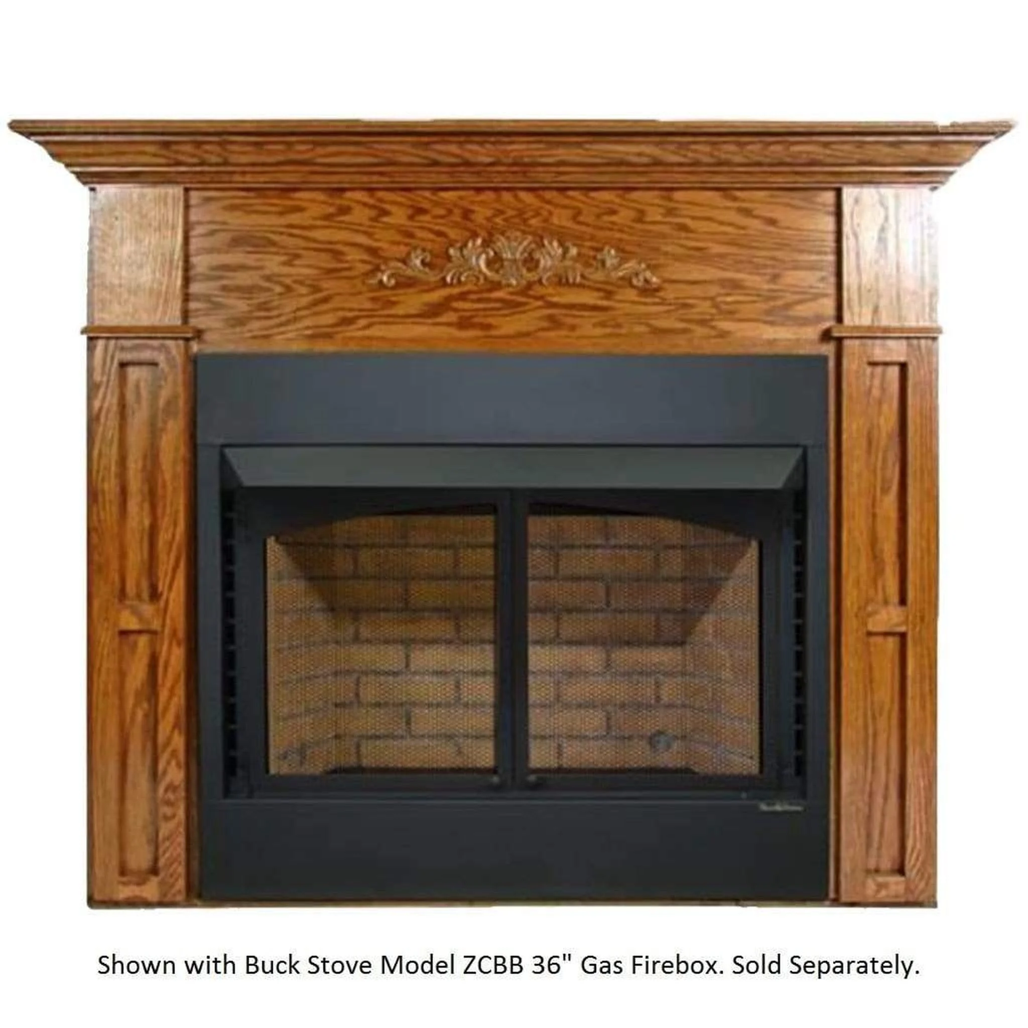 Buck Stove Dark Oak Flush Mount Mantel for Vent Free Gas Firebox