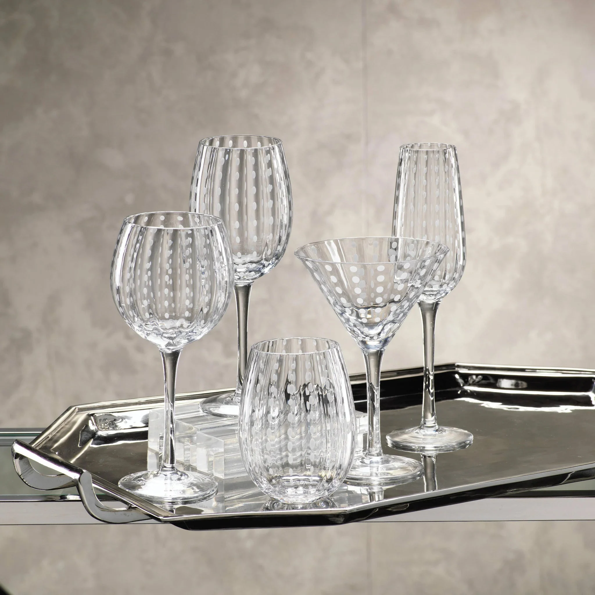 White Dots White Wine Glass