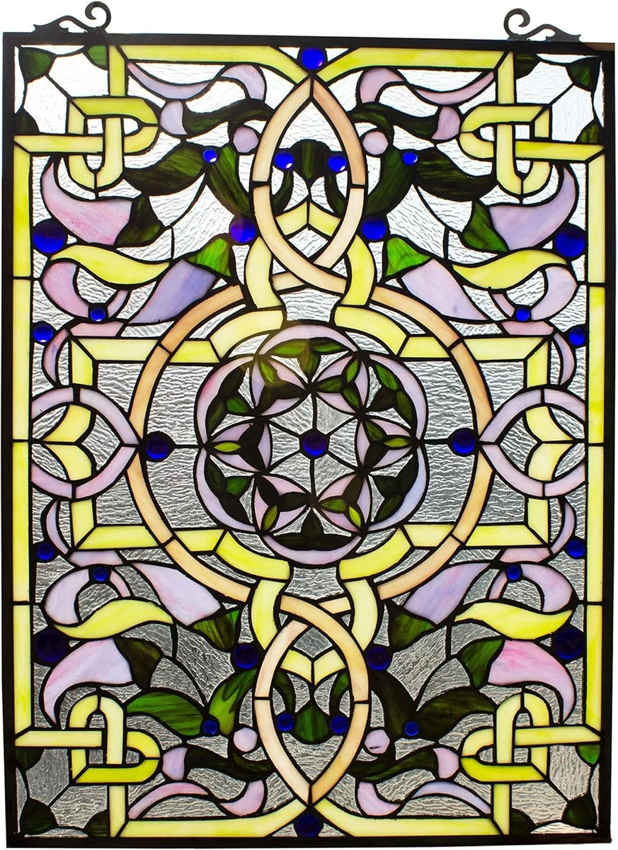 Chloe Lighting CH8P016PV24-VRT Sabrina Tiffany-Style Victorian Window Panel 24`` Height