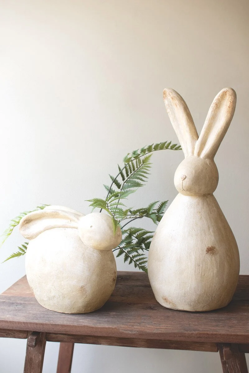 Faux Stone Rabbit Sculptures