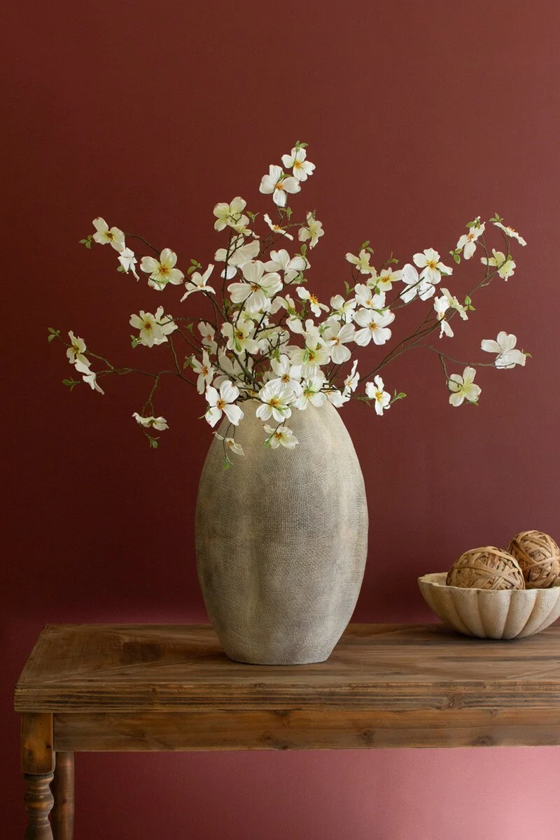 21" Stone Composite Scalloped Vase