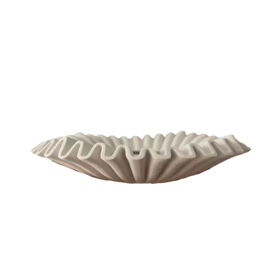 Ruffle Decor Candle Holder // White