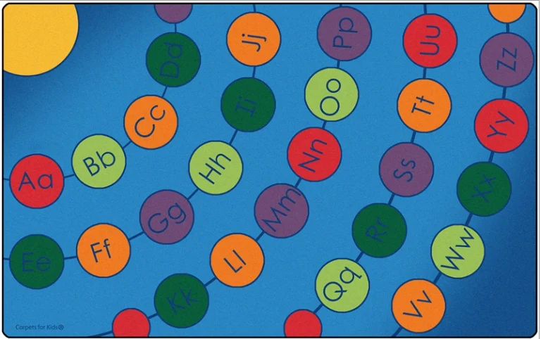 Carpets for Kids Radiating Alphabet Seating Circles Learning Rug, Rectangle