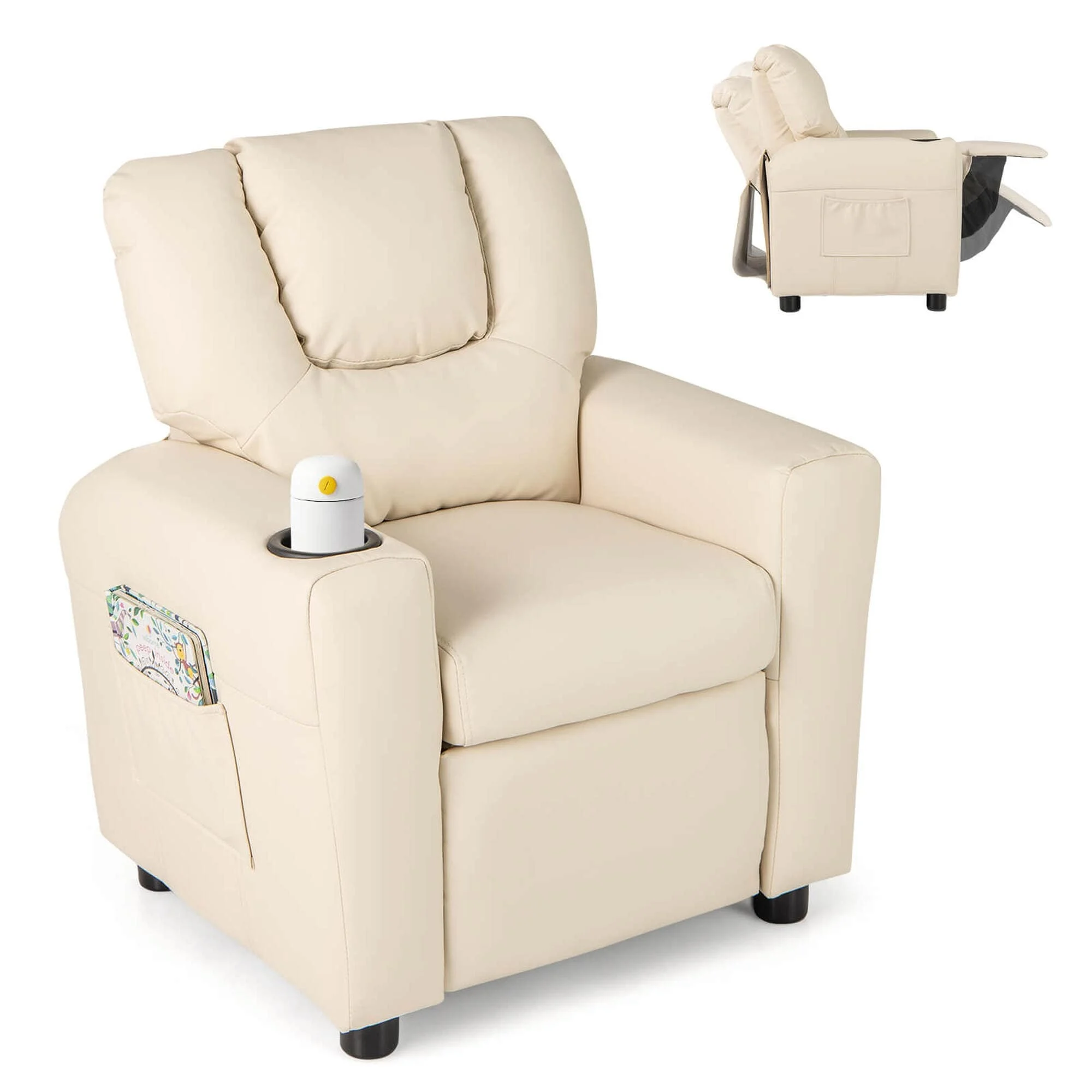 Costway Kids Recliner Chair with Cup Holder Side Pocket Adjustable