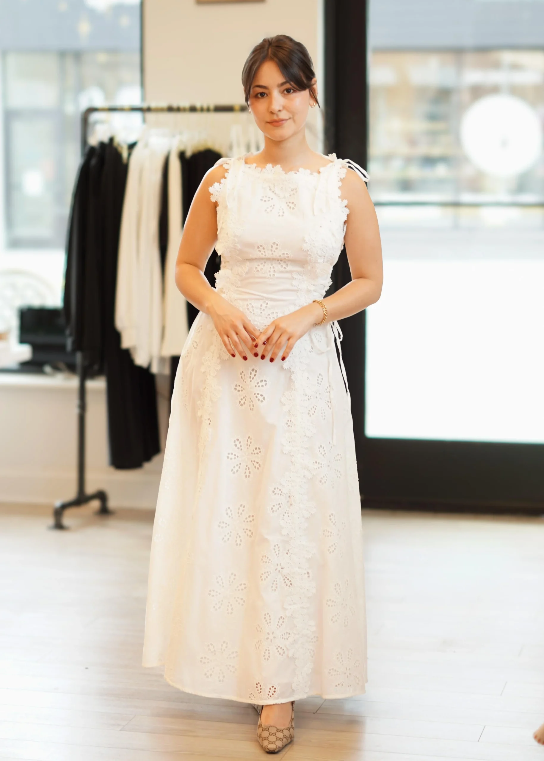 Luci Lace Corset Tie Dress // White