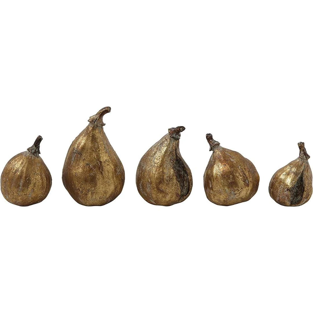 Antique Gold Resin Figs // Set of 5
