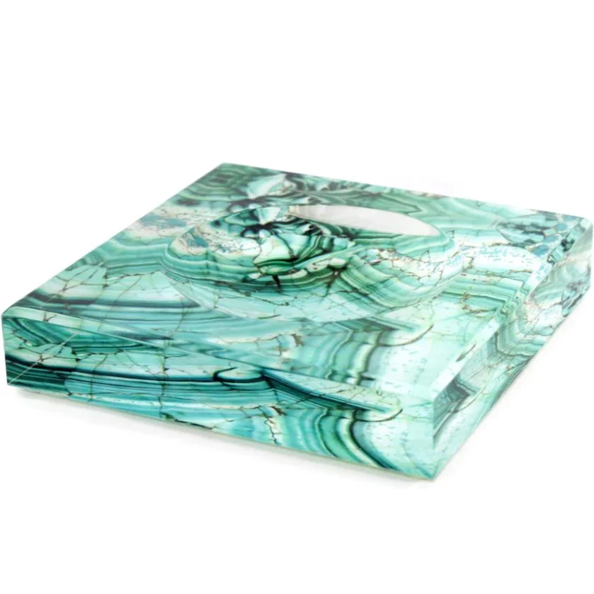 Lucite Trinket Bowl in Malachite