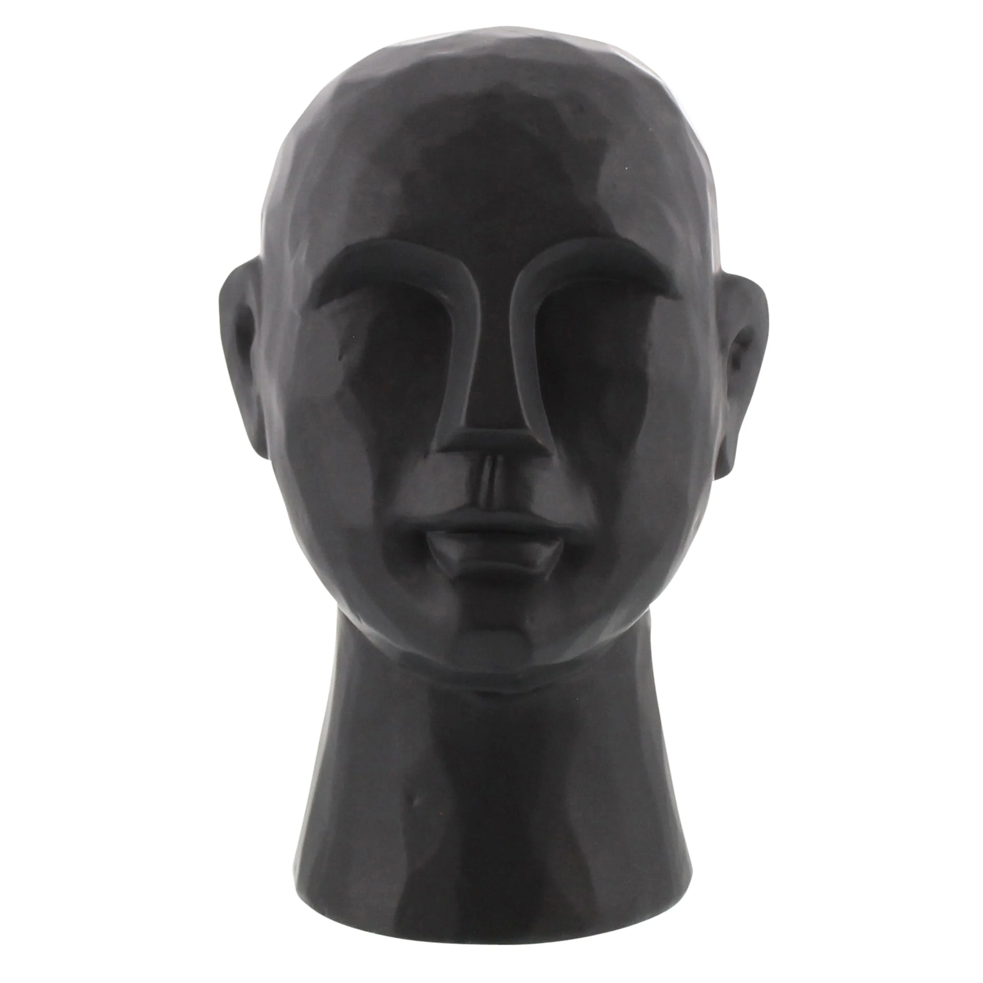Modern Chiseled Ceramic Bust in Black