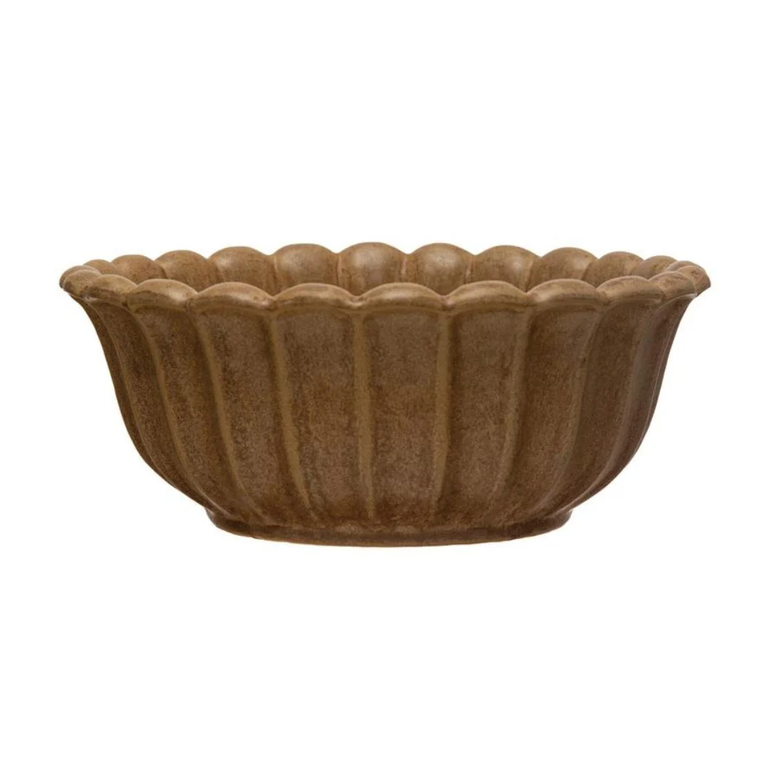 Reactive Glaze Flower Shaped Bowl // Butterscotch