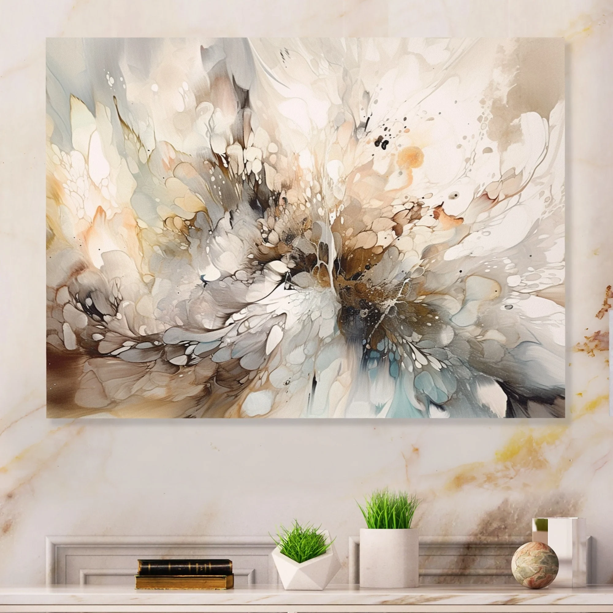 Designart White And Grey Geometric Depths I Modern Geometric Metal Wall Art