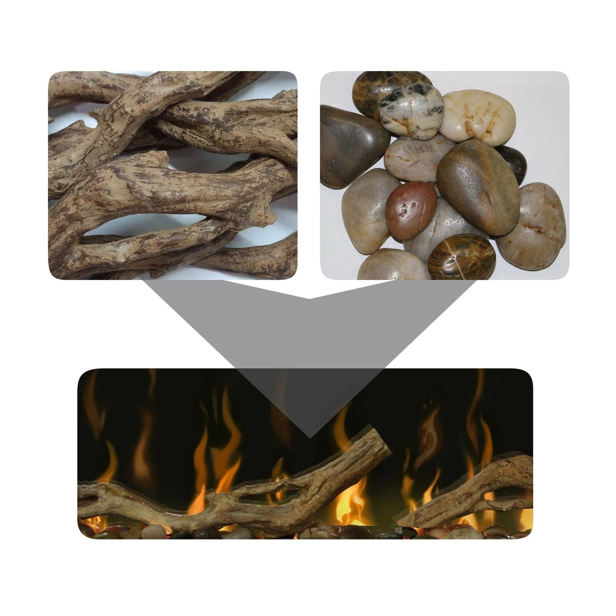 Dimplex Driftwood and River Rock Ember Bed for 34" Ignite XL / Evolve Fireplace