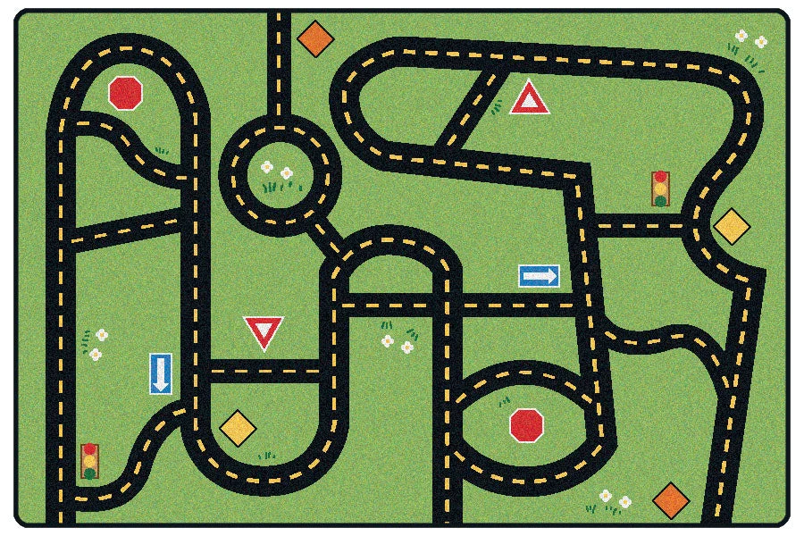Roads to Adventure: Kids' Drive & Play Premium Collection Learning Rug, Rectangle