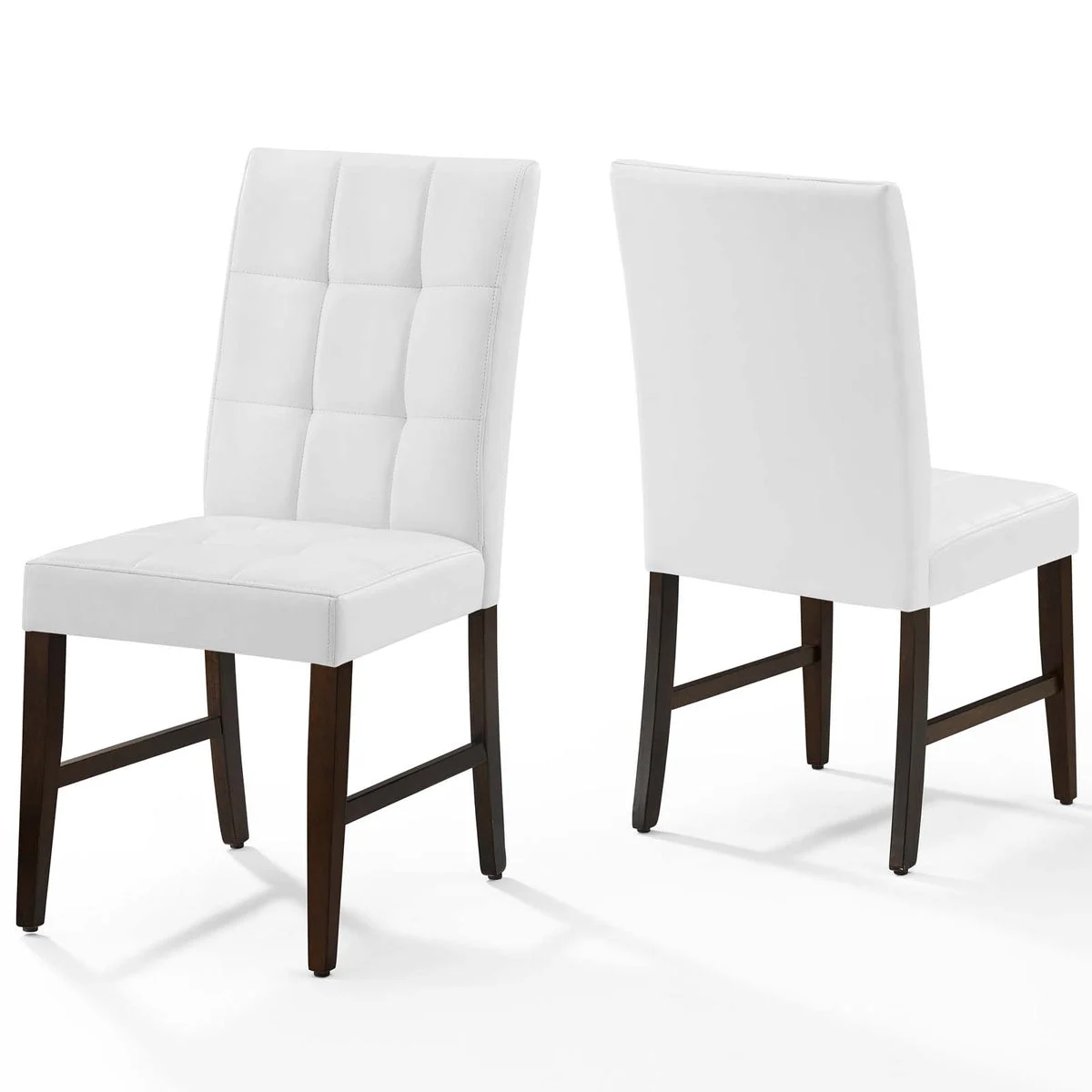 Modway Promulgate Biscuit Tufted Upholstered Faux Leather Dining Side Chair Set of 2