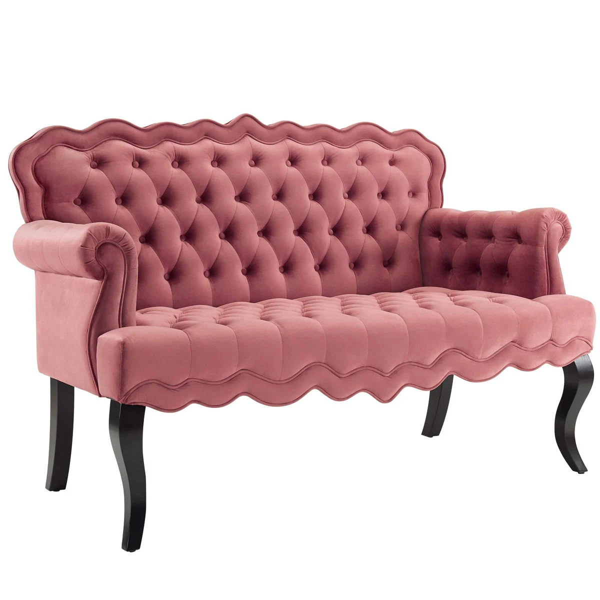Modway Viola Chesterfield Button Tufted Loveseat Performance Velvet Settee