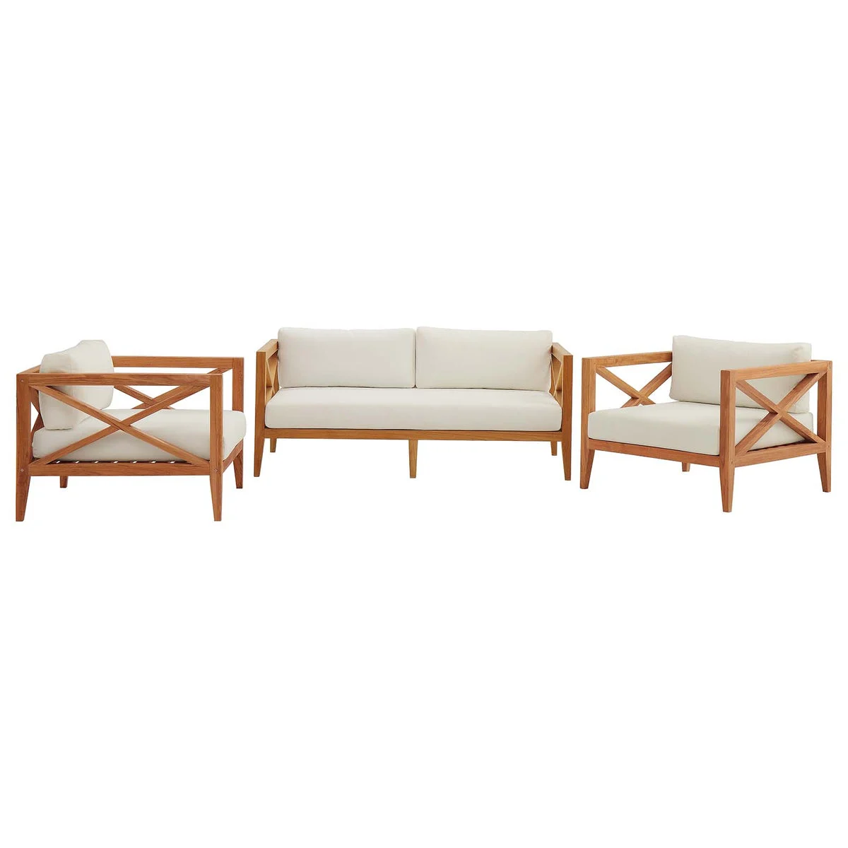 Modway Northlake 3 Piece Outdoor Patio Premium Grade A Teak Wood Set