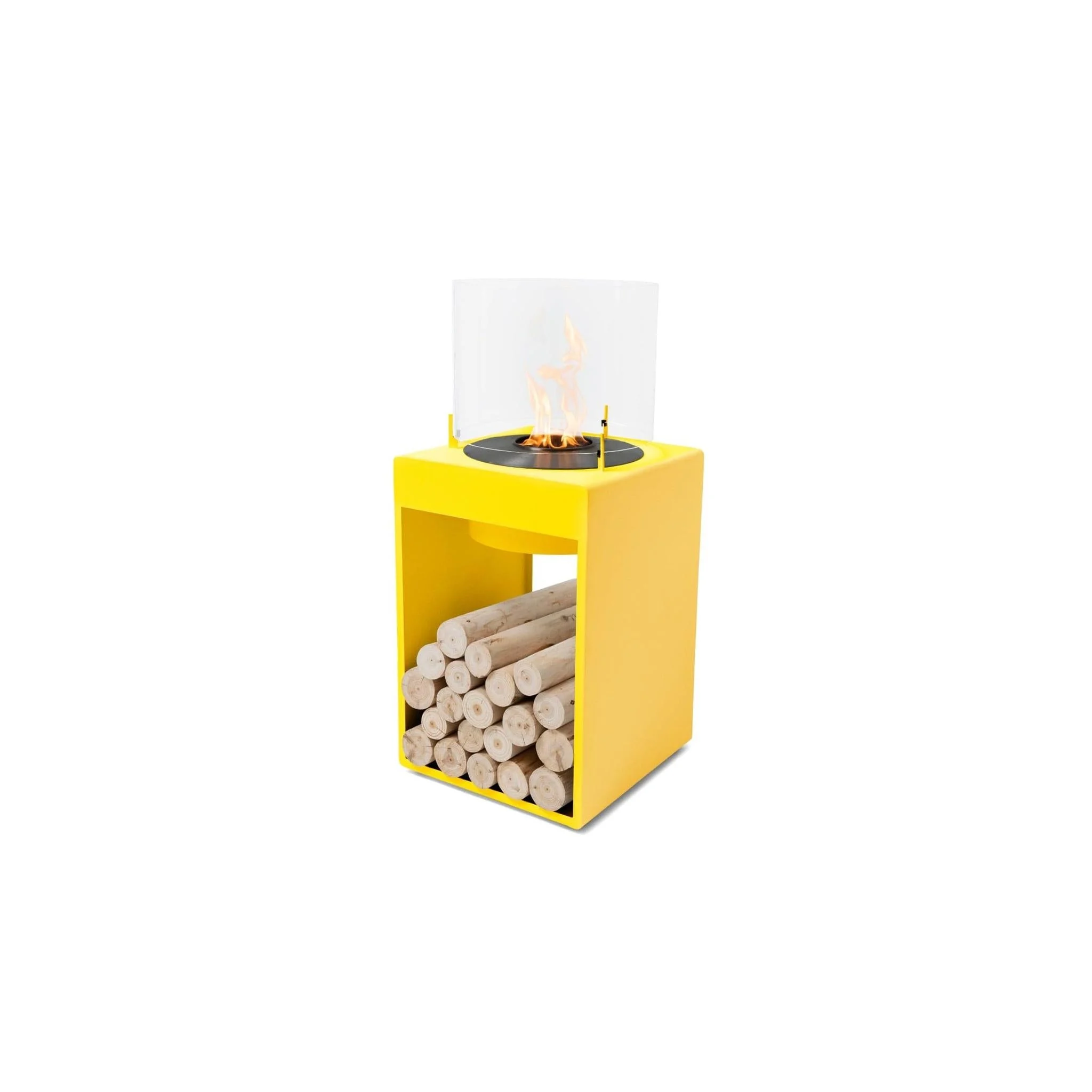 EcoSmart Fire POP 8T 39" Yellow Freestanding Designer Fireplace with Black Burner by MAD Design Group