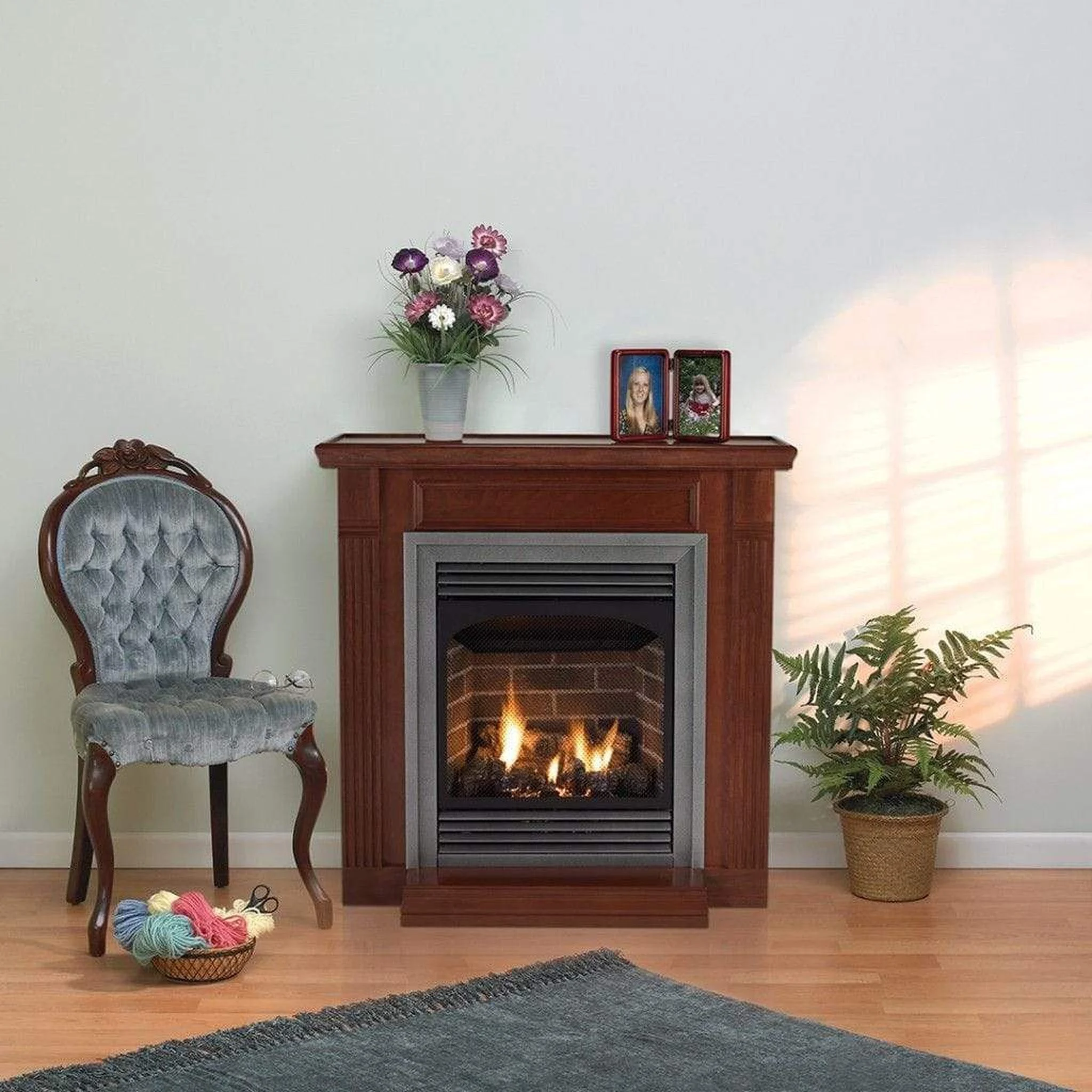 Empire Vail 24" 10,000 BTU Intermittent Pilot Control With On/Off Switch and Slope Glaze Burner, Natural Gas Vent Free Premium Fireplace