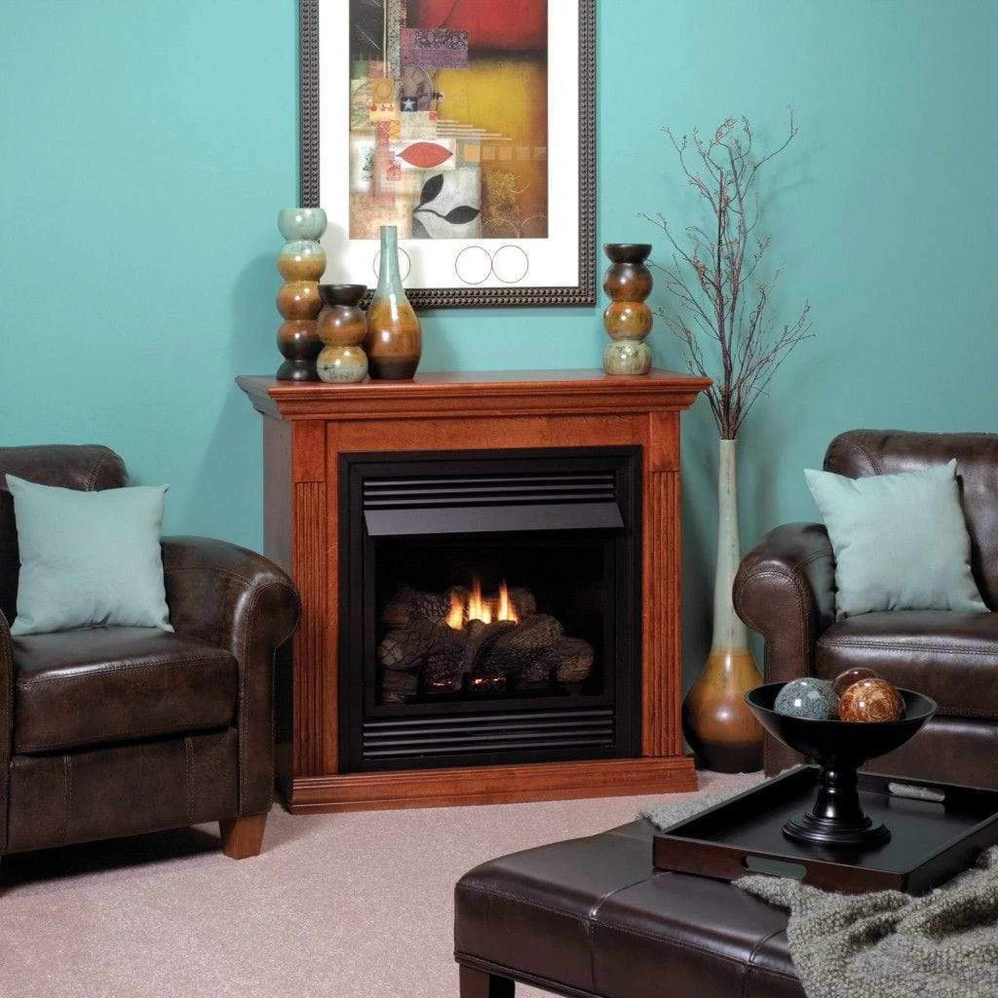 Empire Vail 26" 10,000 BTU Intermittent Pilot With On/Off Switch and Contour Burner, Natural Gas Vent Free Deluxe Fireplace
