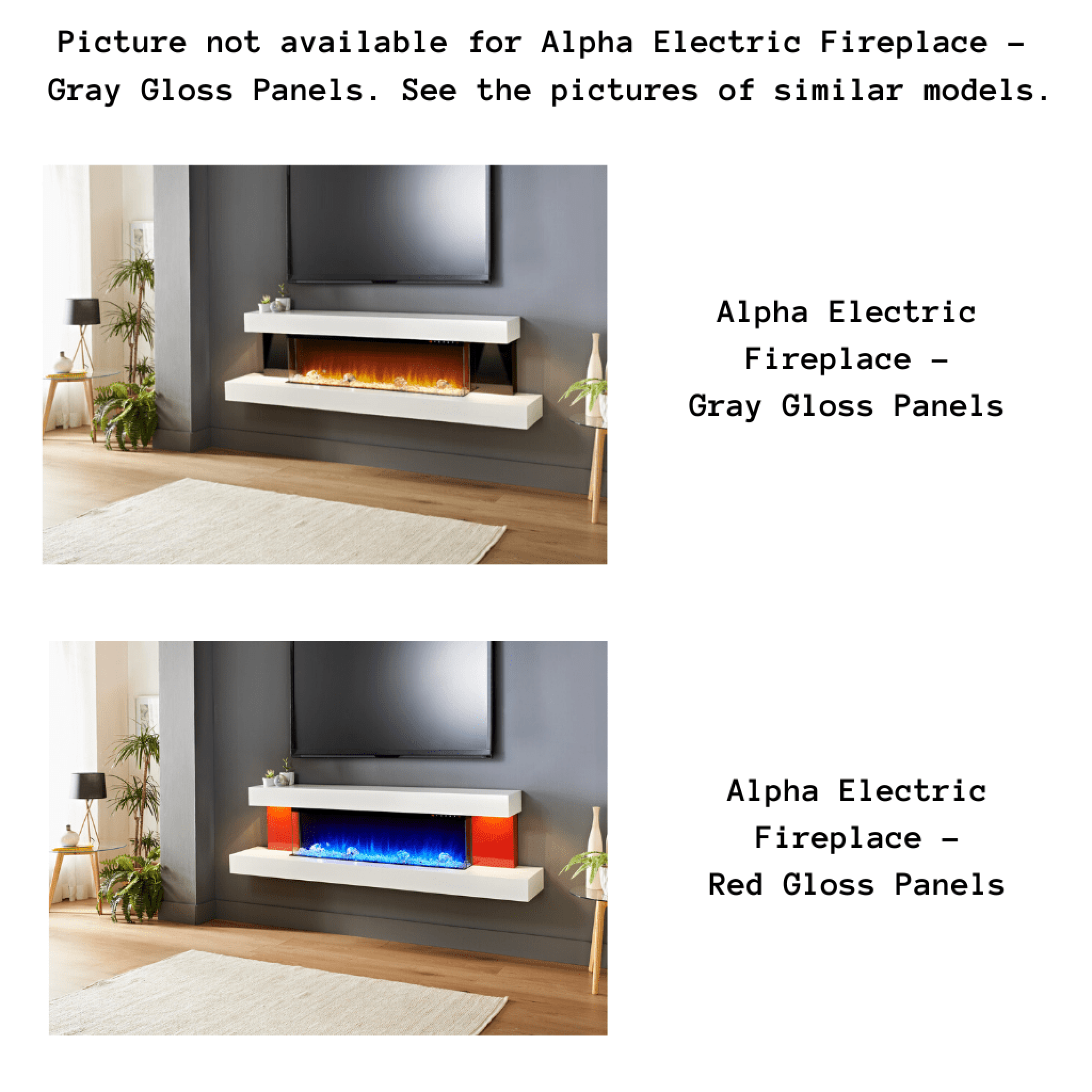 Evolution Fires 72" Alpha Electric Fireplace – Gray Gloss Panels