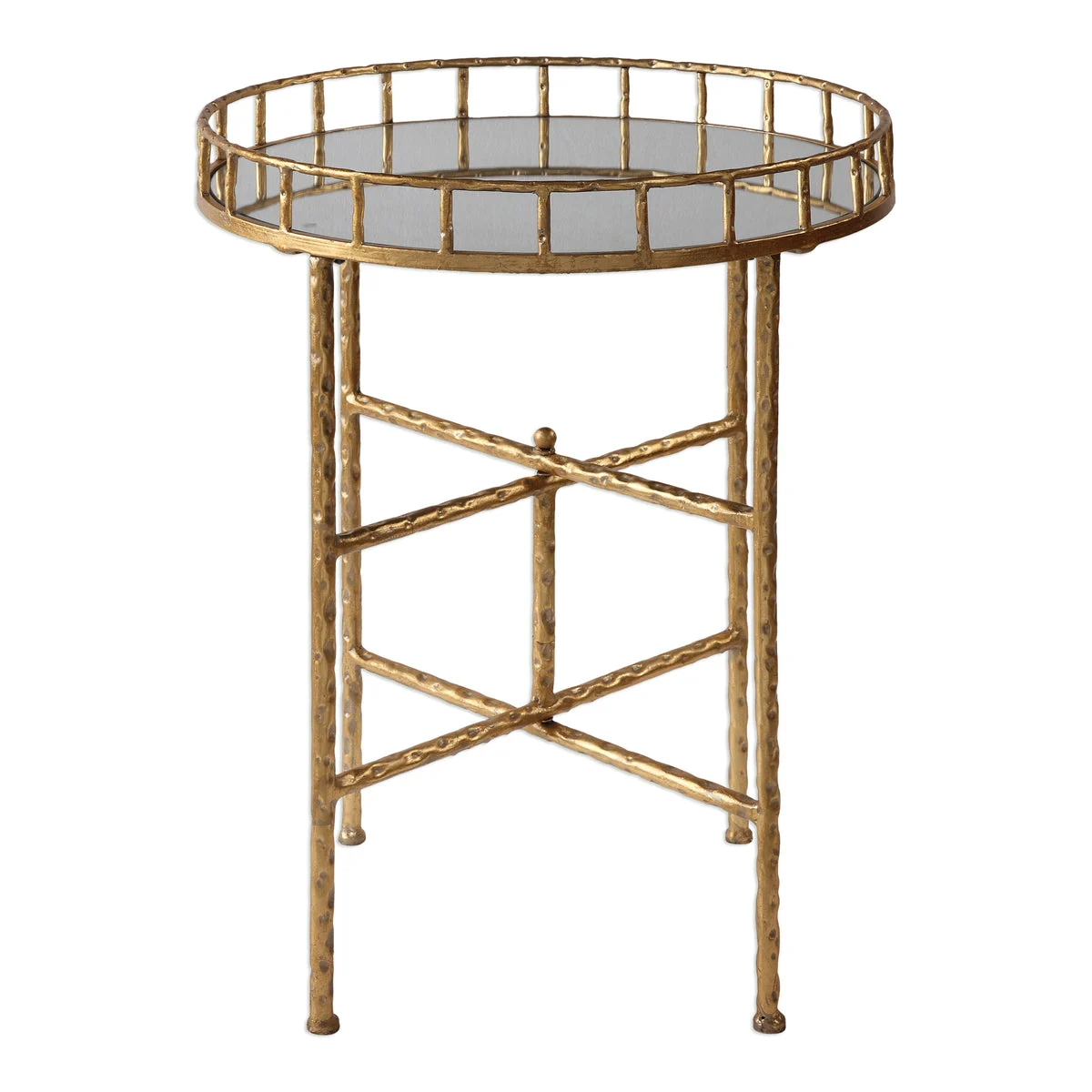 Uttermost Tilly Round Accent Table with Crossbar Iron Base