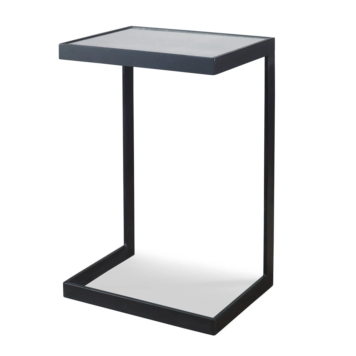 Uttermost Windell Mirrored Cantilever Table in Aged Iron