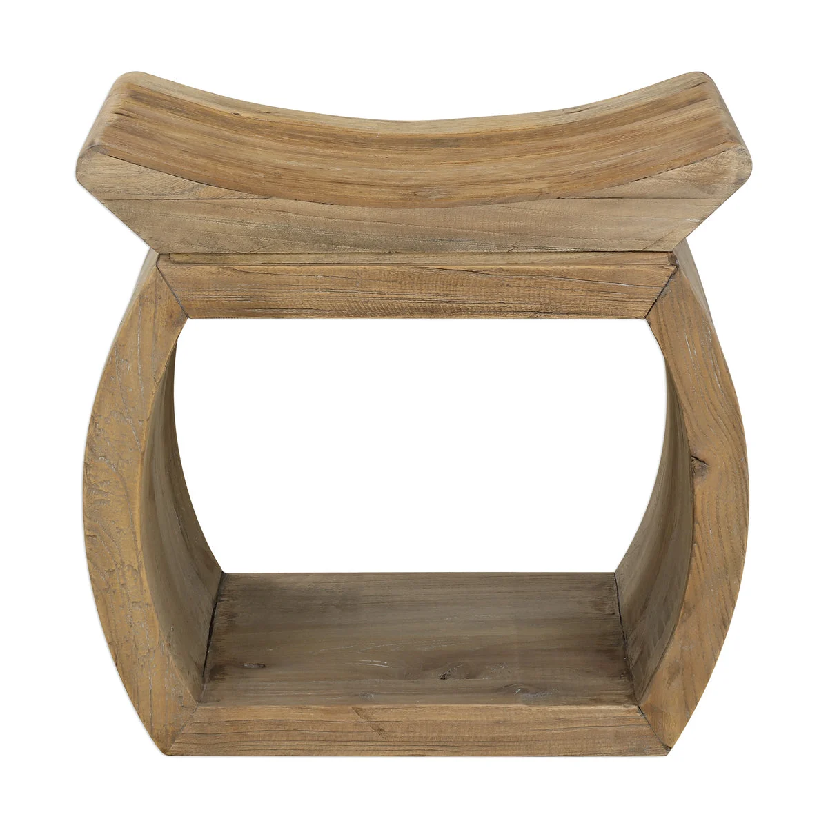 Uttermost Reclaimed Elm Wood Accent Stool for Rustic Interiors