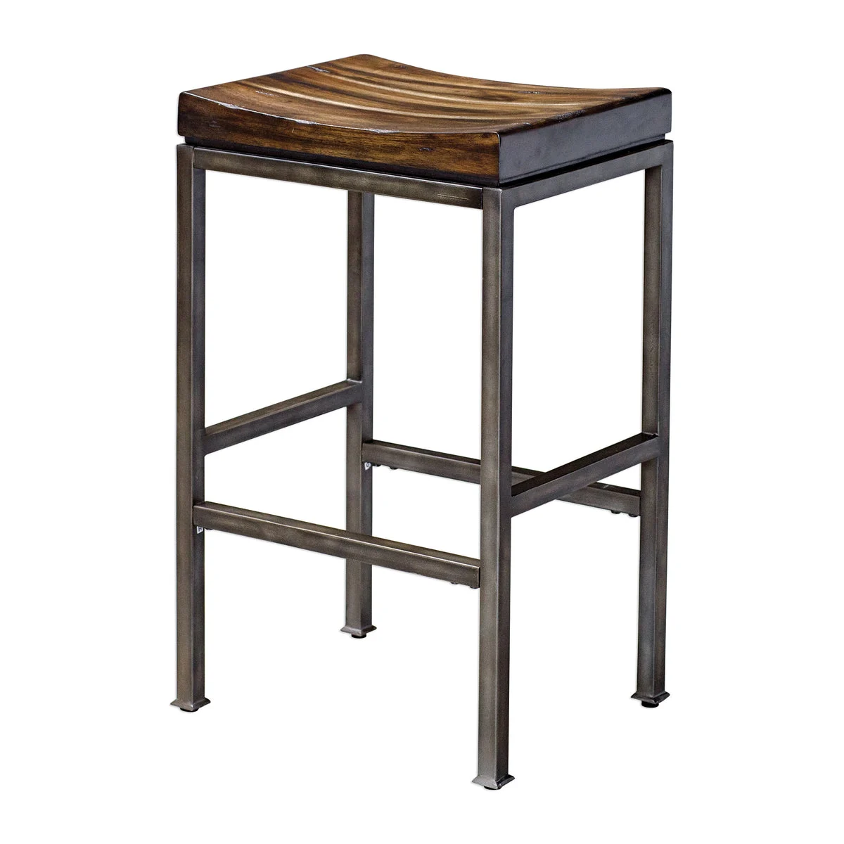 Uttermost Beck 30" Industrial Bar Stool Metal Frame with Javawood Seat