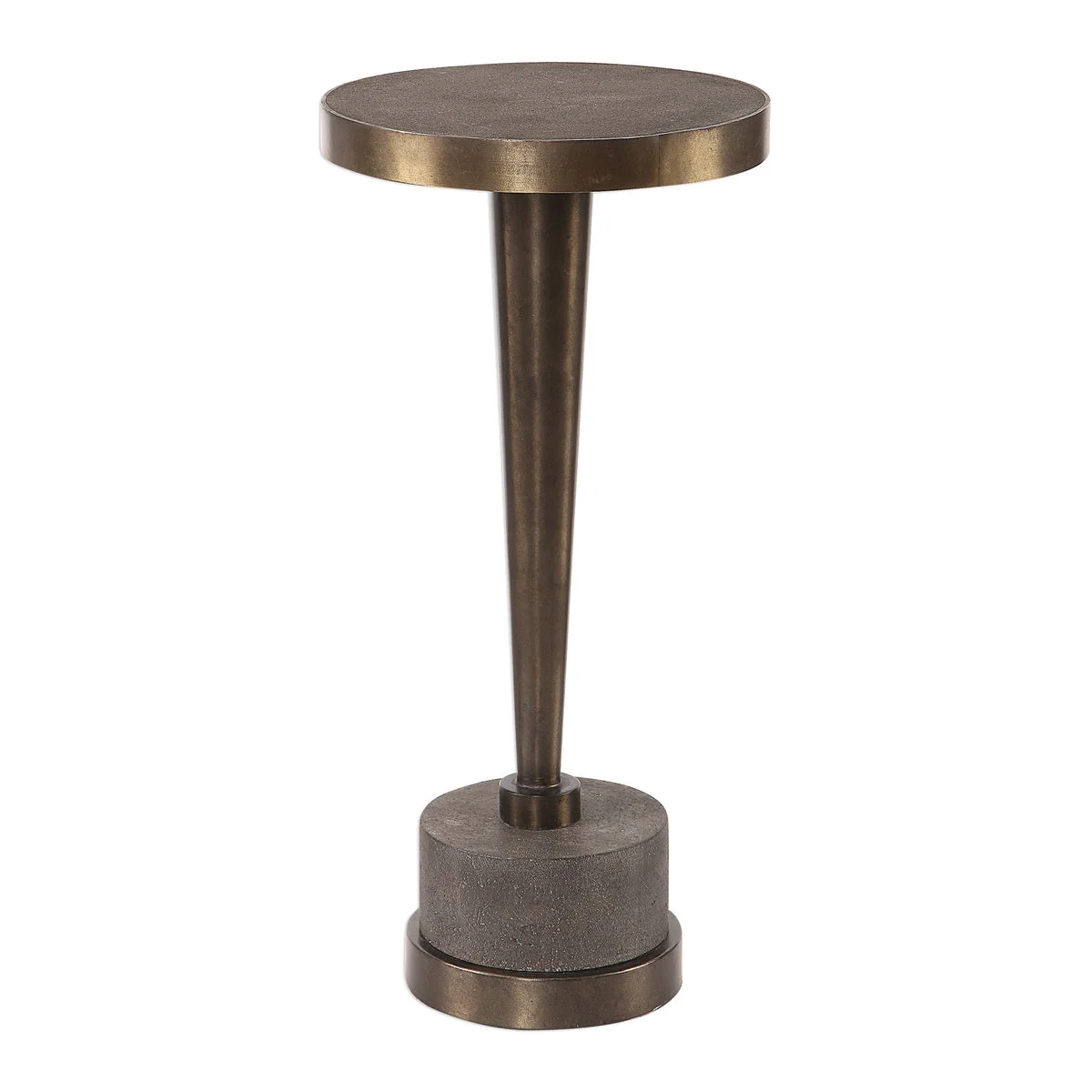 Uttermost Masika Concrete and Bronze Industrial Accent Table