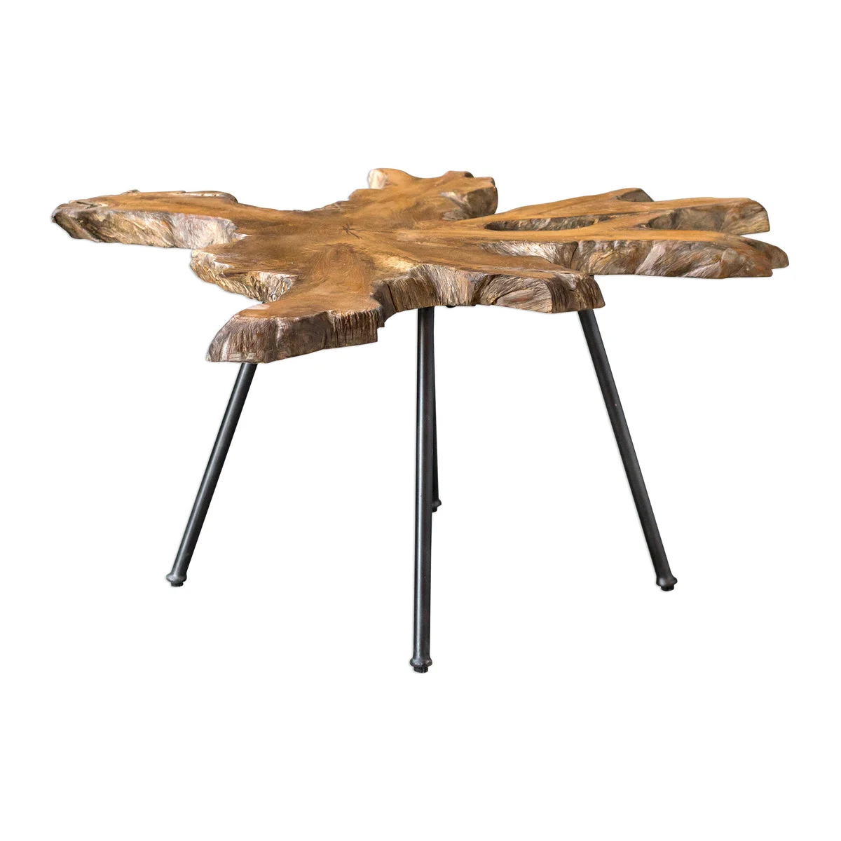 Uttermost Kravitz Teak Wood & Iron Accent Table – Modern Industrial Design