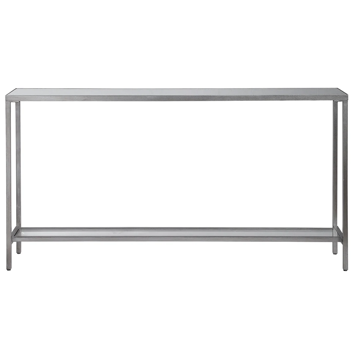 Uttermost Hayley Hallway Table – Slim Silver Frame with Glass Accents