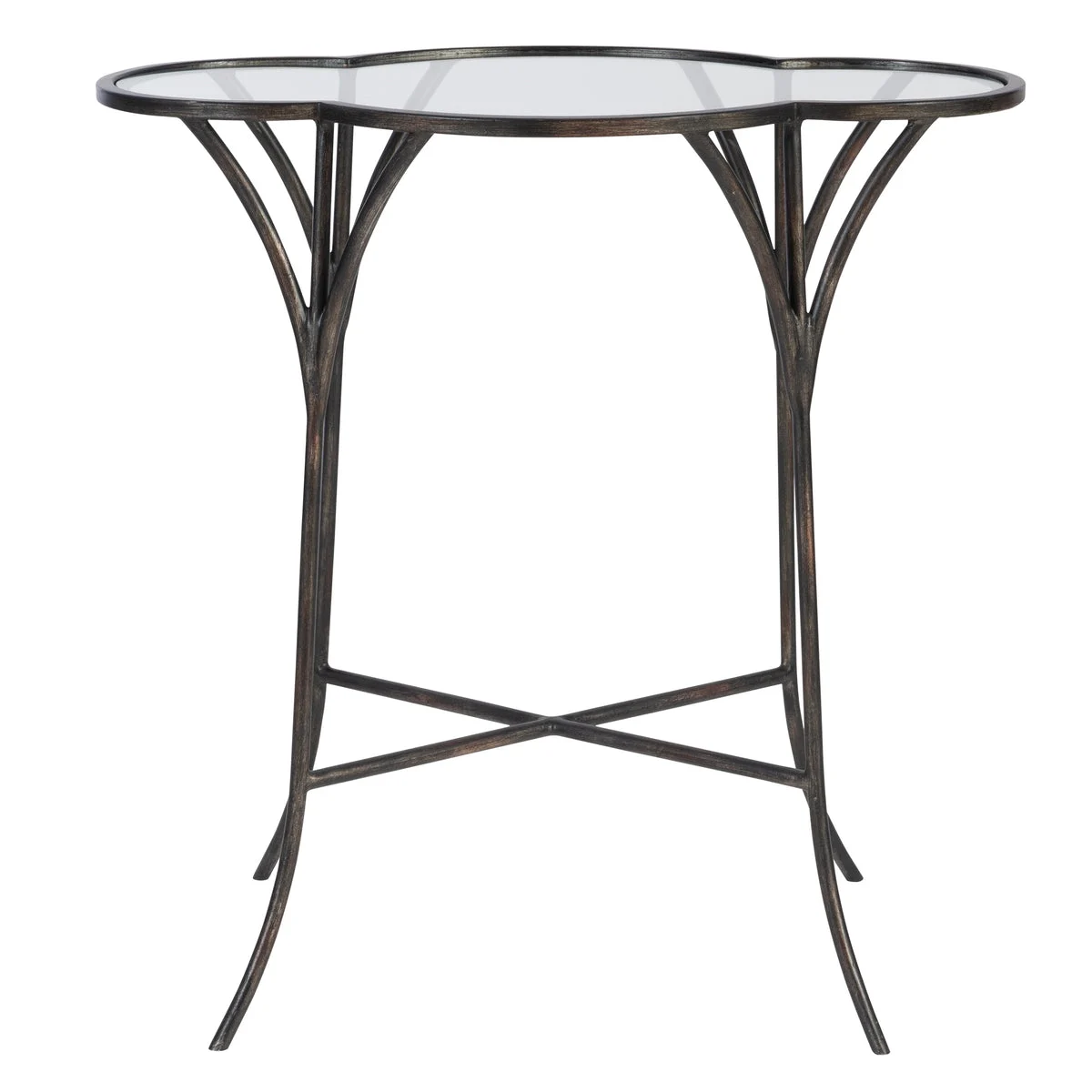 Uttermost Adhira Iron & Tempered Glass Accent Table – Contemporary 24" Tall