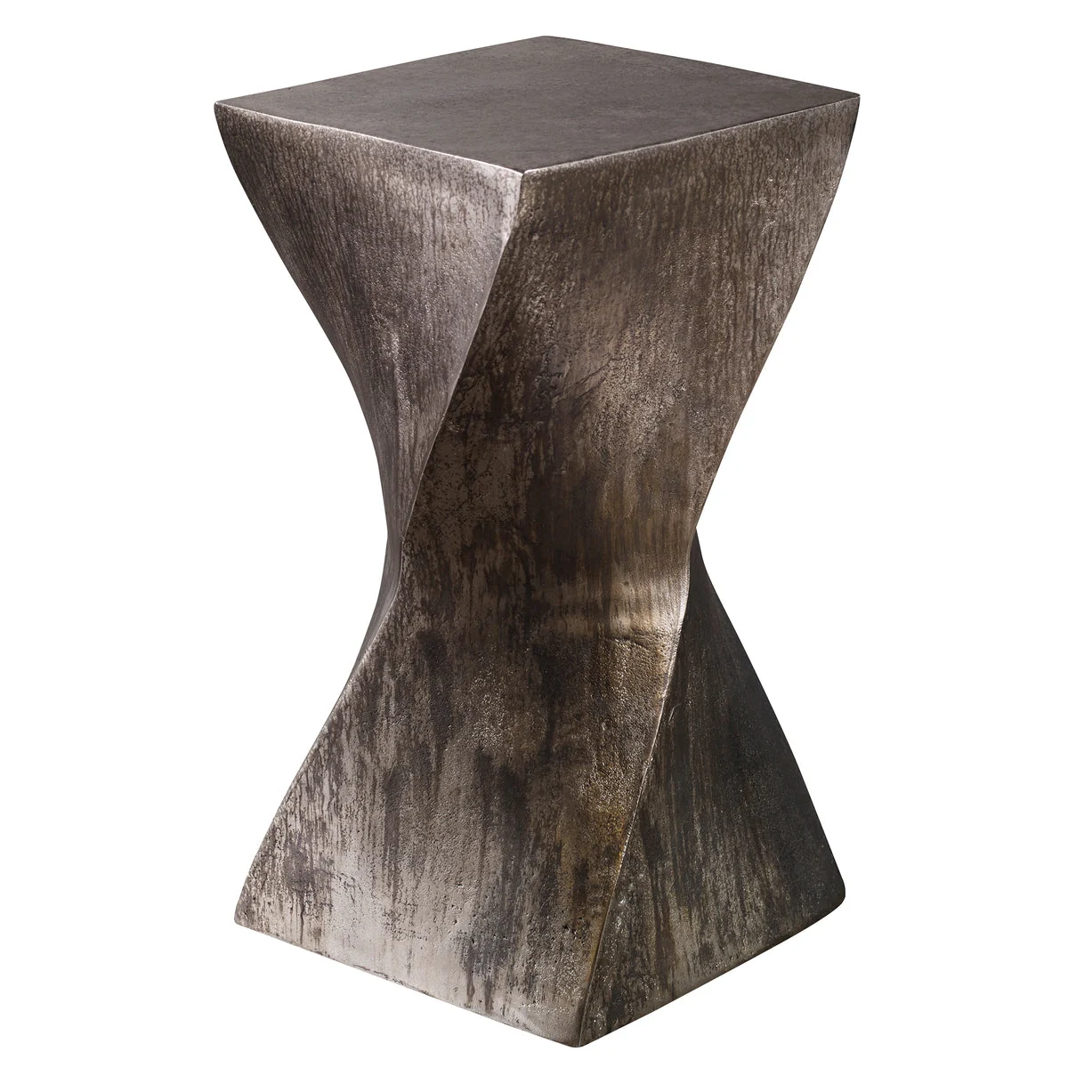 Uttermost Euphrates Twisted Hourglass Accent Table – Tarnished Silver